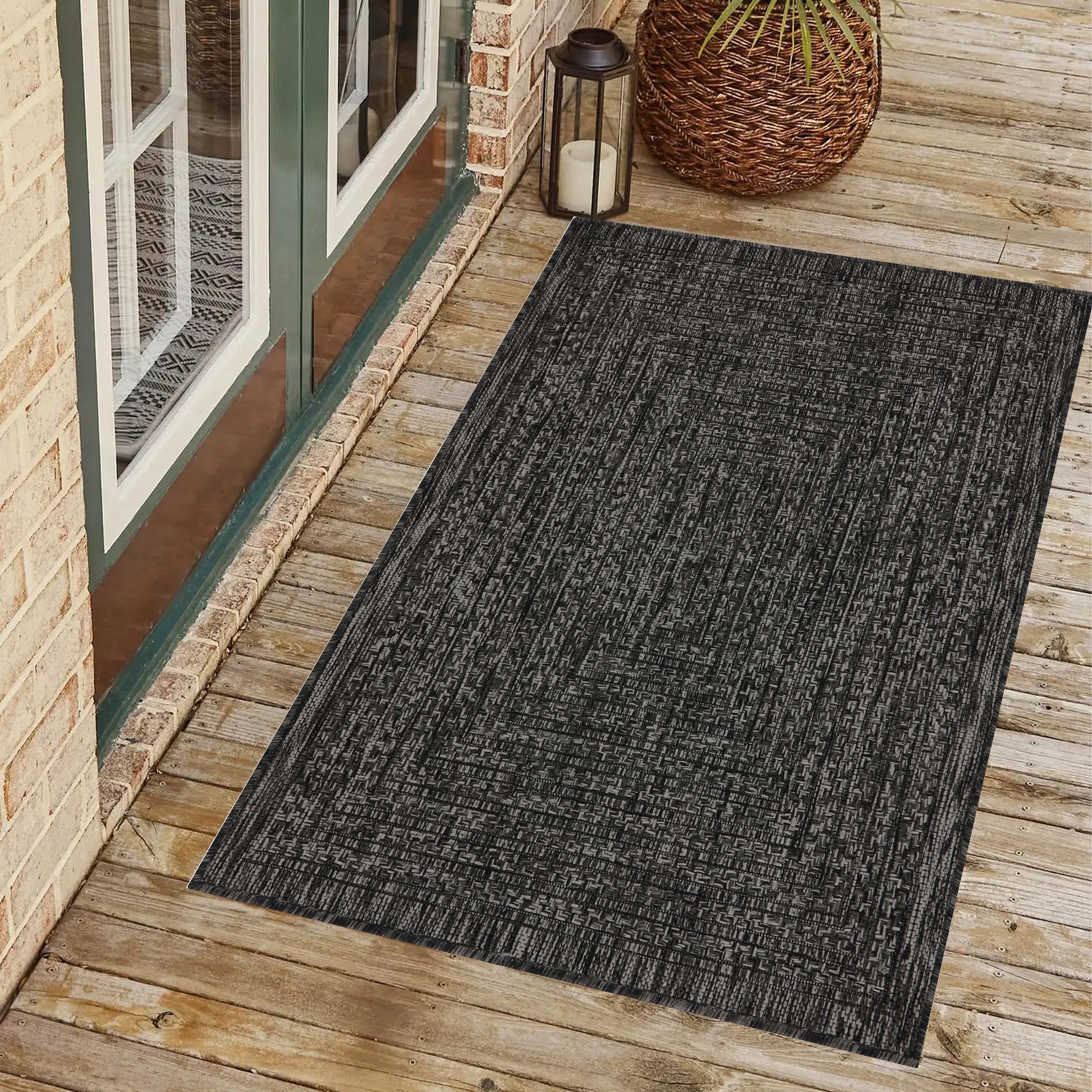 Playa Rug PLY-VIO-BLK-2X3 2 x 3 (ft) Sisal Viola-Black Rectangular Indoor/Outdoor Solid Area rug