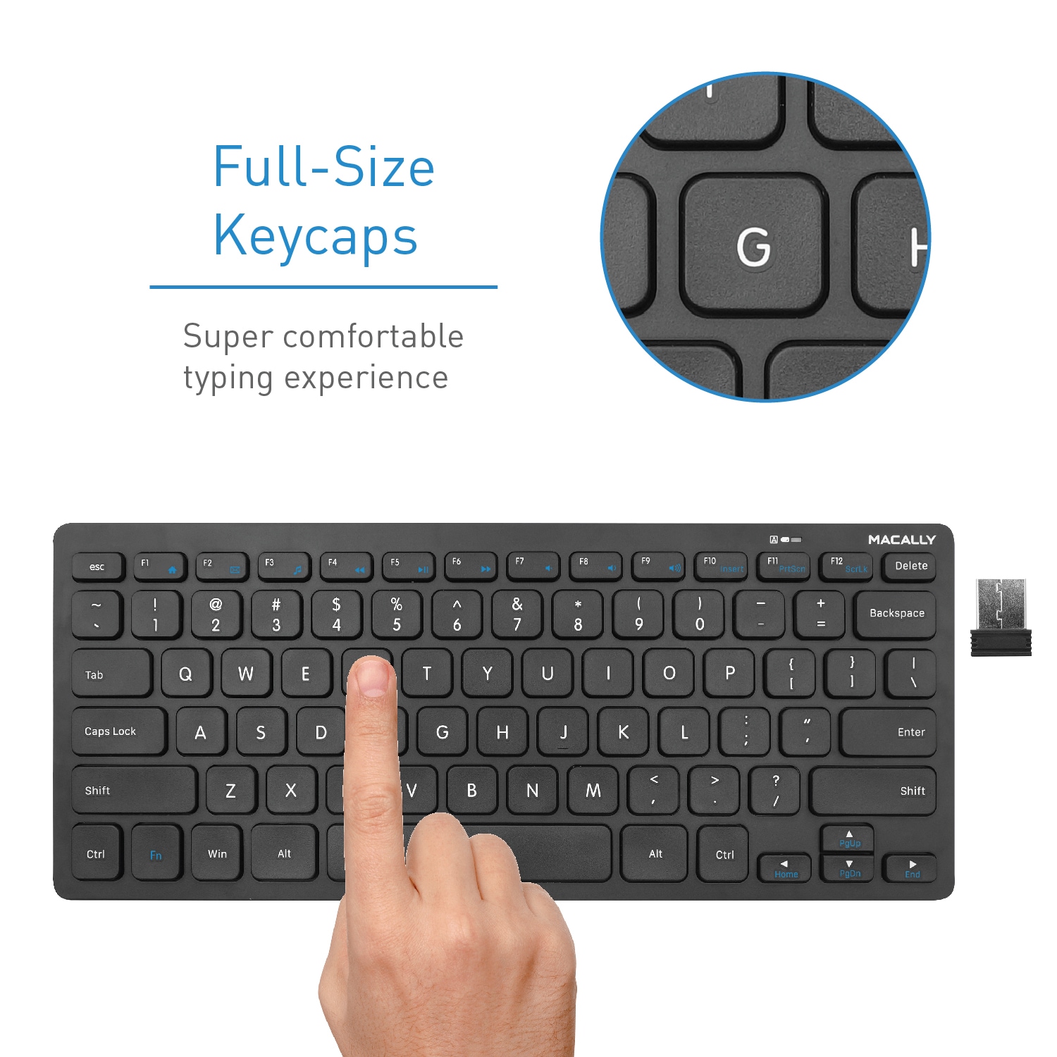 Macally Slim Usb Wireledd Small Compact Mini Computer Keyboard For