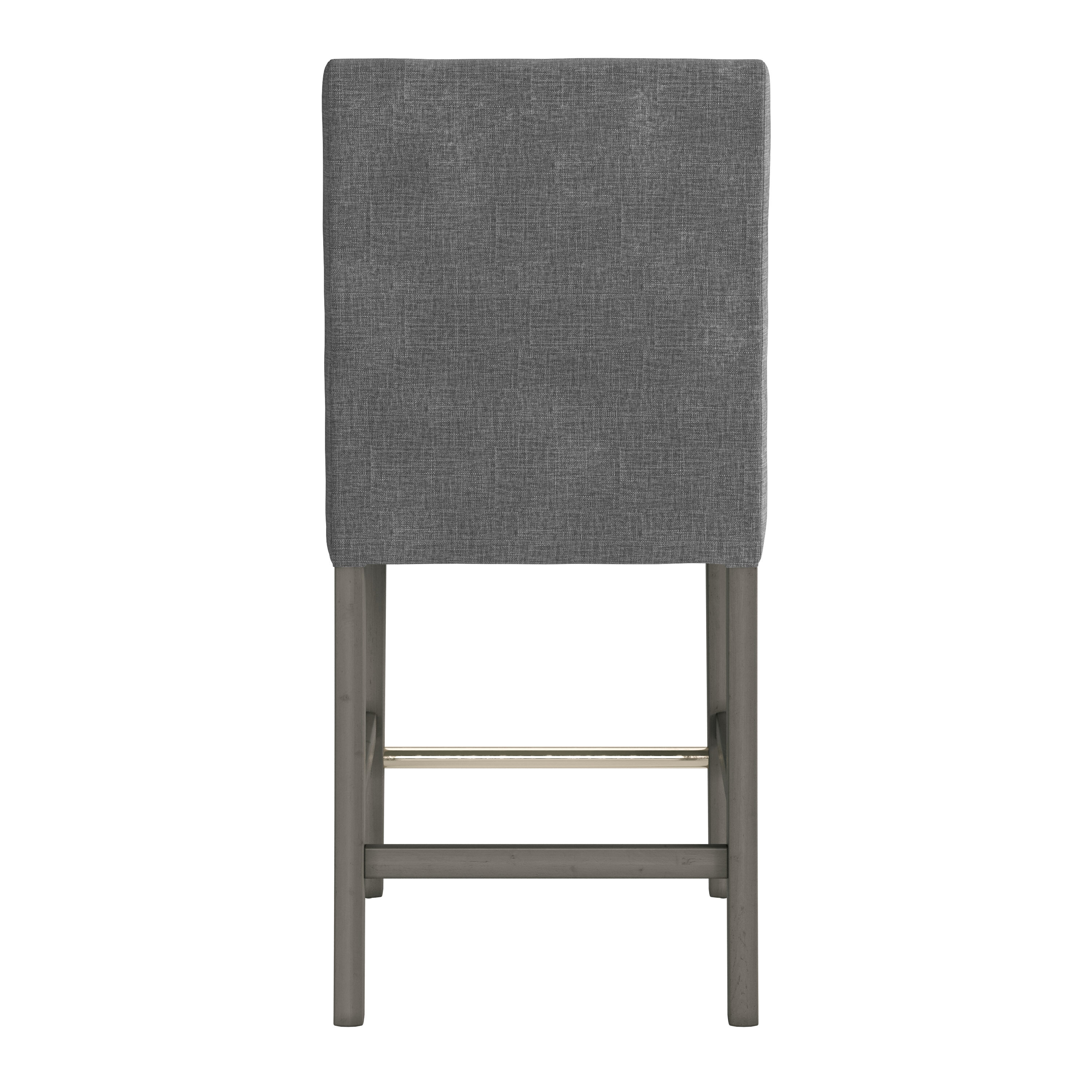 Laura Gray Fabric and Wood Counter Height Barstool with Steel Footrest