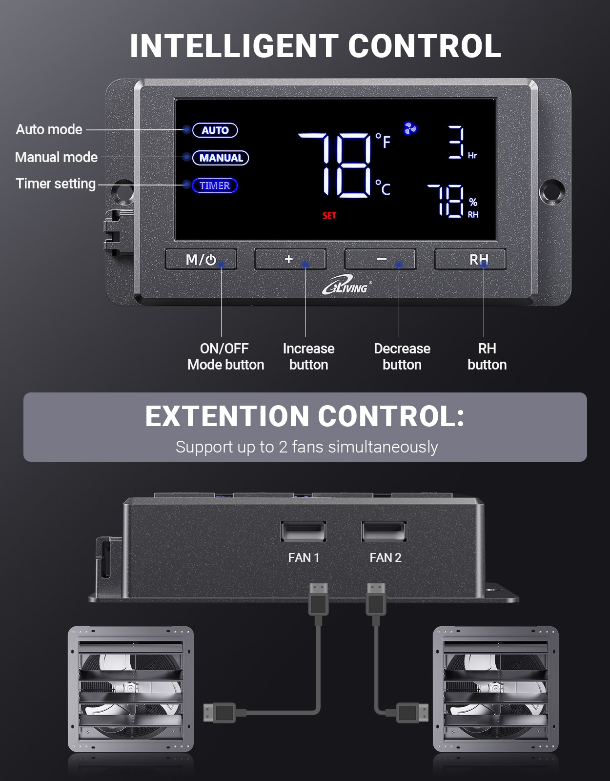 iLIVING ILG8SF14V-DC Wall-Mounted-Fans - View #4