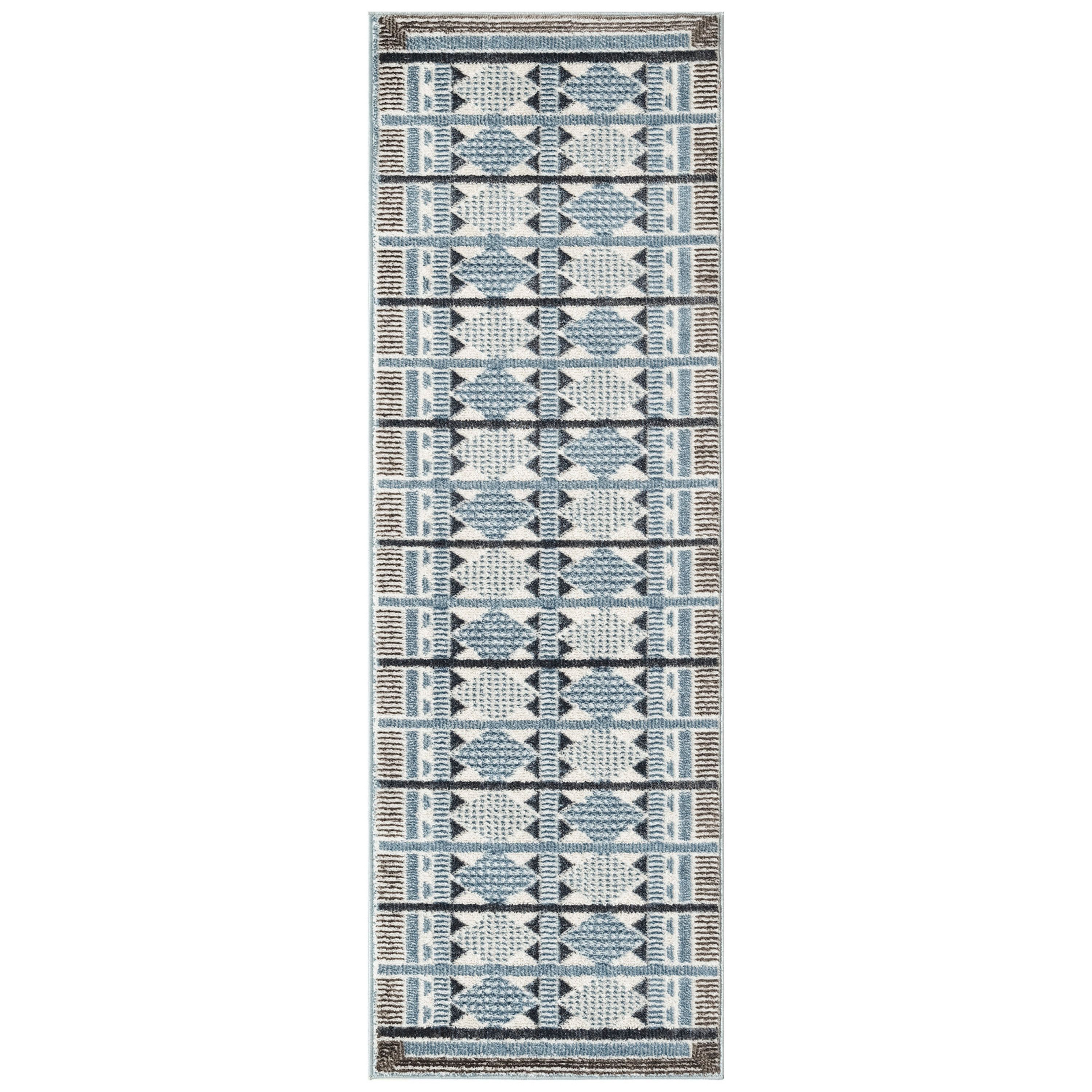  Home Nordic 6 ft Runner Blue Indoor Runner Rug
