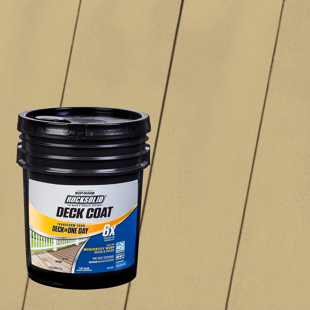Rust-Oleum 319681T RockSolid 6X Deck Coat Pre-Tinted Camel Solid Exterior Wood Stain and Sealer in One ( 5-gallon )