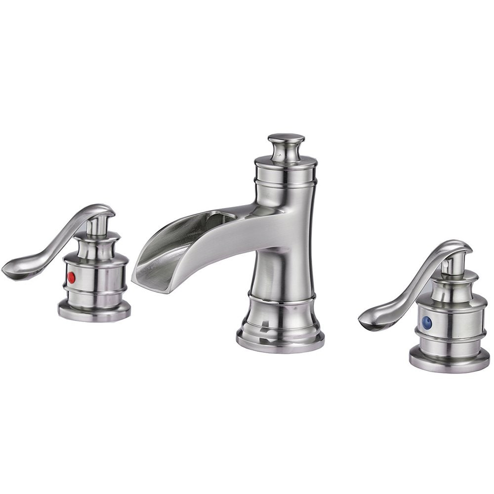 Brushed Nickel 8-Inch Widespread Waterfall Bathroom Faucet