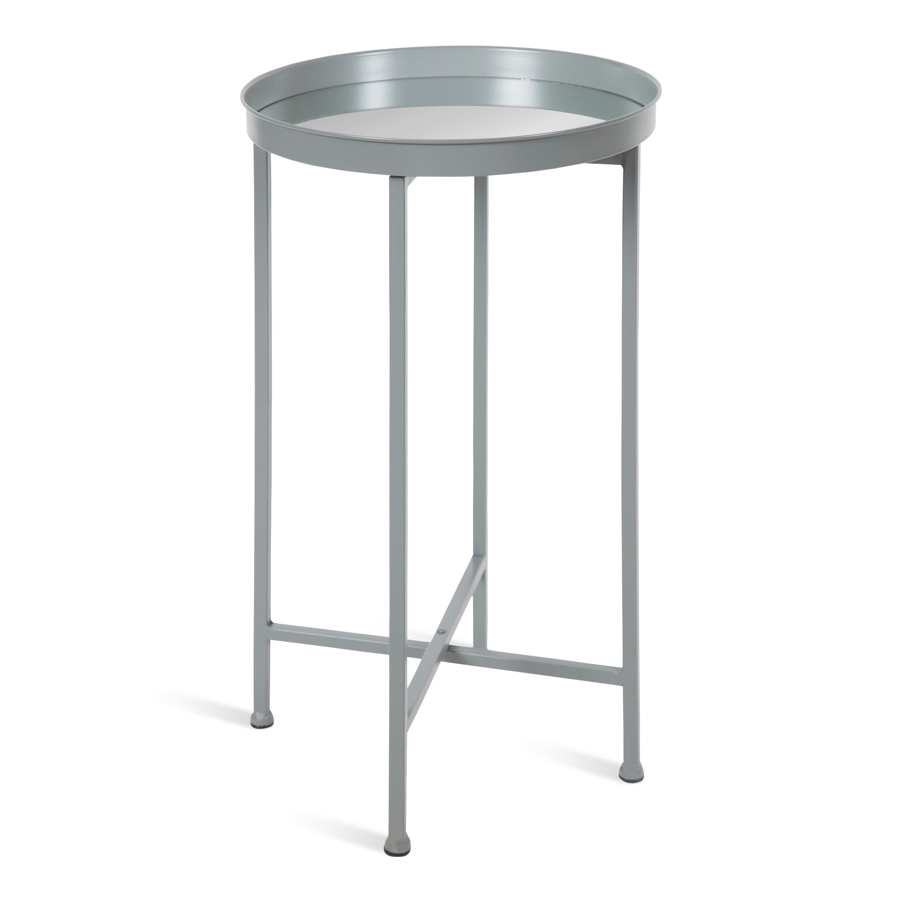 Kate and Laurel 214491 Celia 13.75-in W x 25.75-in H Gray Glass Round Modern End Table Fully Assembled