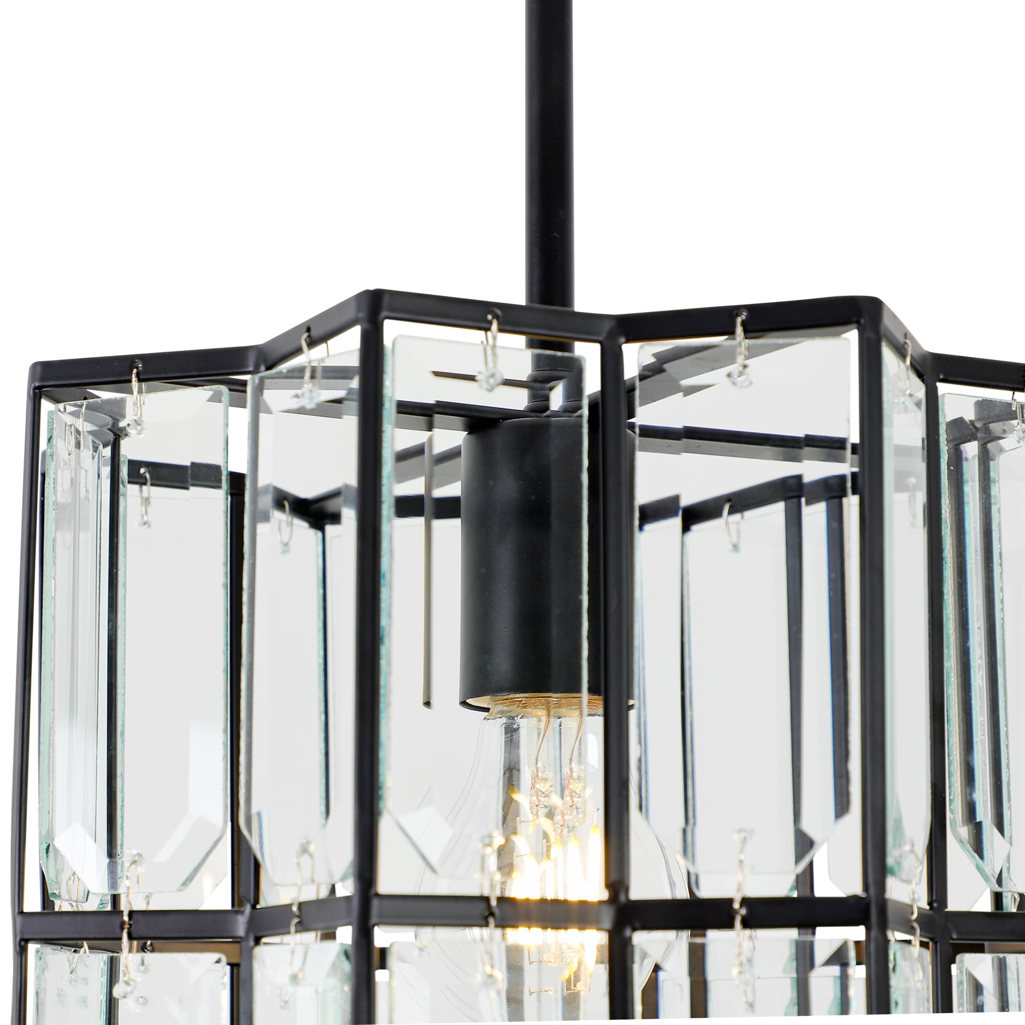 Decor Living Octavia Matte Black Modern/Contemporary Clear Glass Drum ...