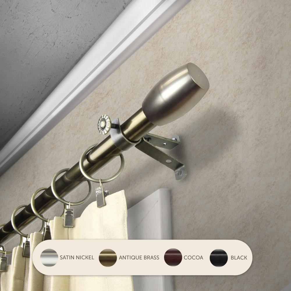 Hart & Harlow L4829-664 13/16-in Watson 66-in to 120-in Antique Brass Steel Single curtain rod with Finials