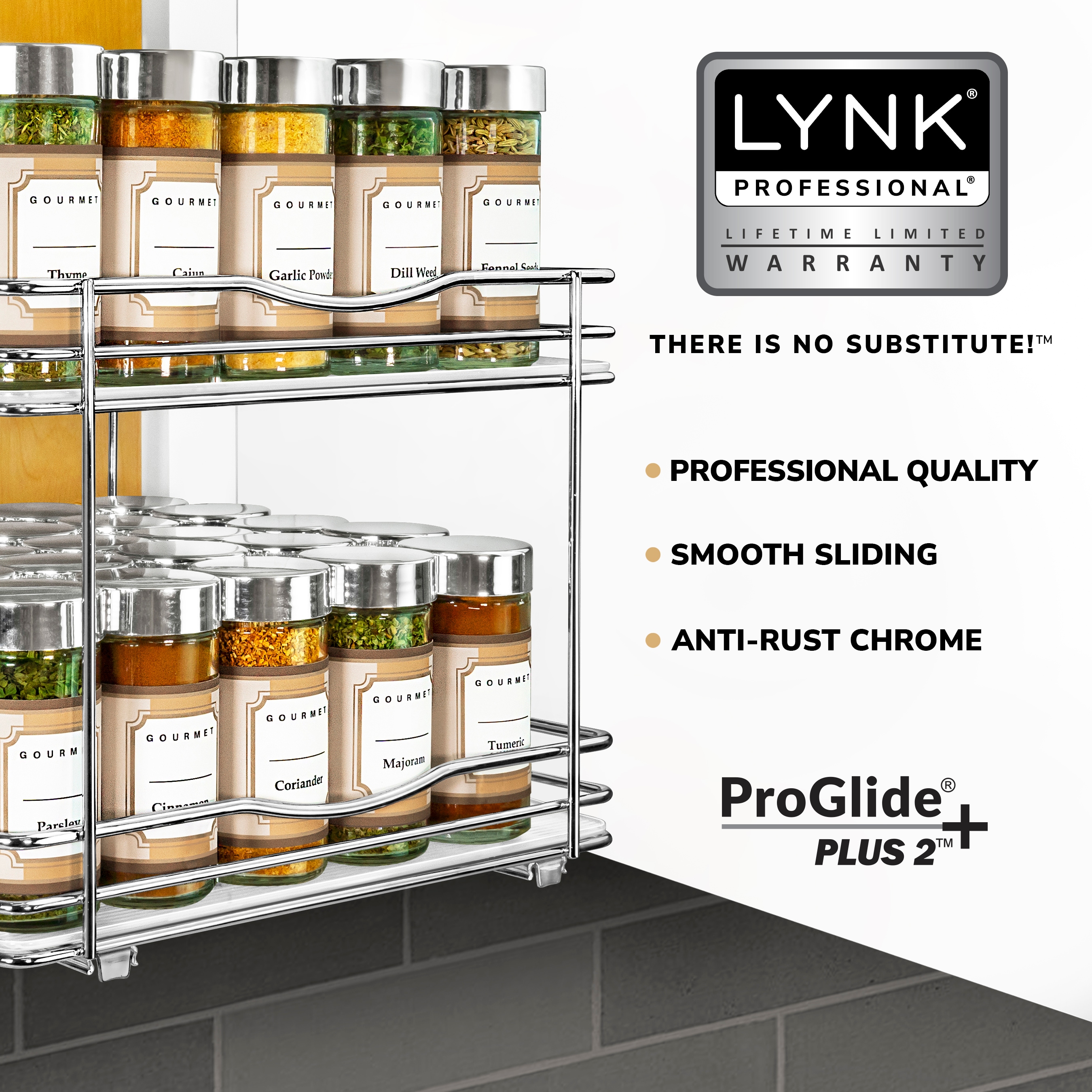 Lynk Professional 10.3-in W x 8.5-in H 2-Tier Cabinet-mount Metal Pull-out  Spice Rack in the Cabinet Organizers department at