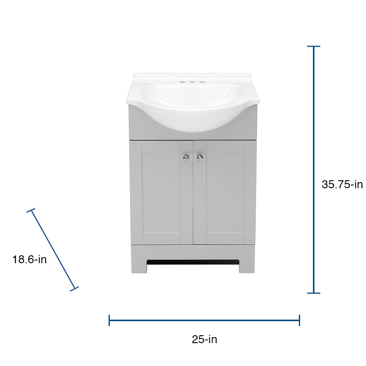 Style Selections Euro 24-in Gray Single Sink Bathroom Vanity with White ...