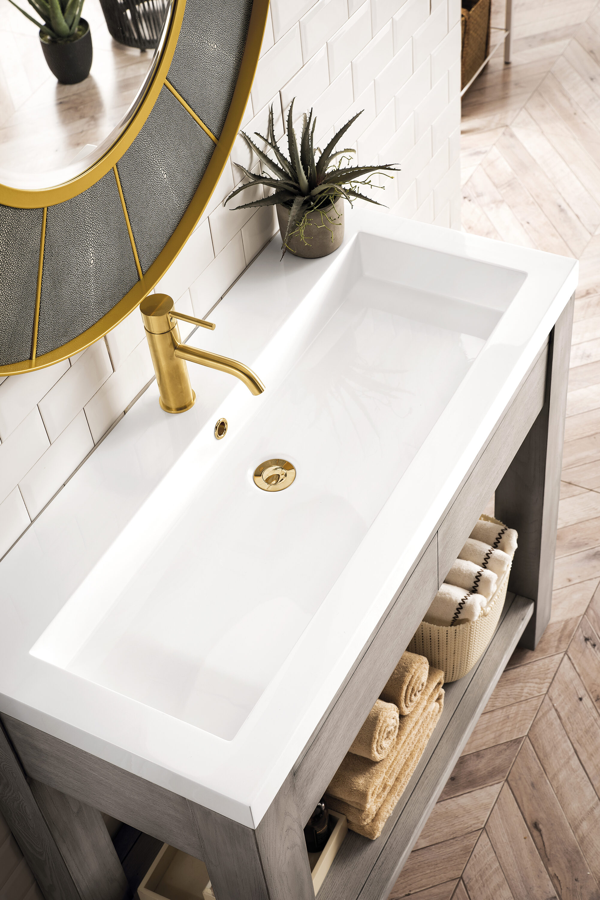 Platinum Ash 39" Freestanding Single Vanity with Mineral Composite Top