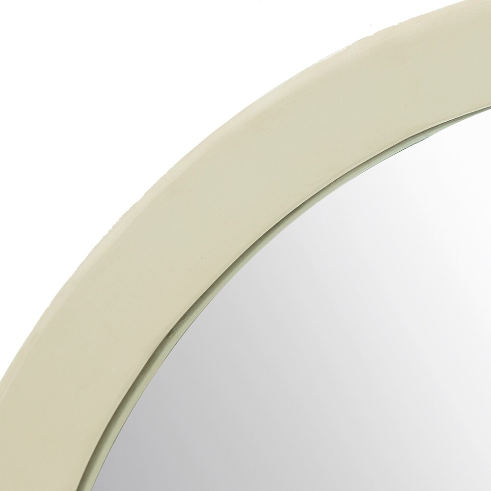 Cream Round Mango Wood Porthole Wall Mirror