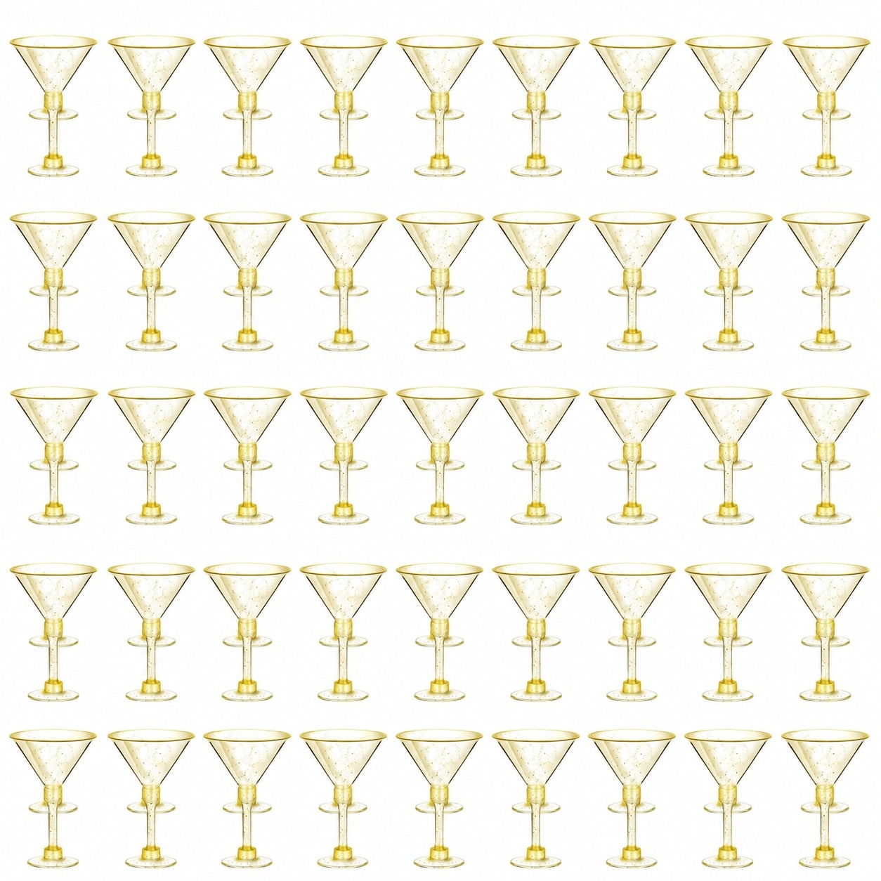 Aoibox  5 oz Gold Glitter Disposable Plastic Cocktail Stemmed Martini Dessert Appetizer Cup 100 Count