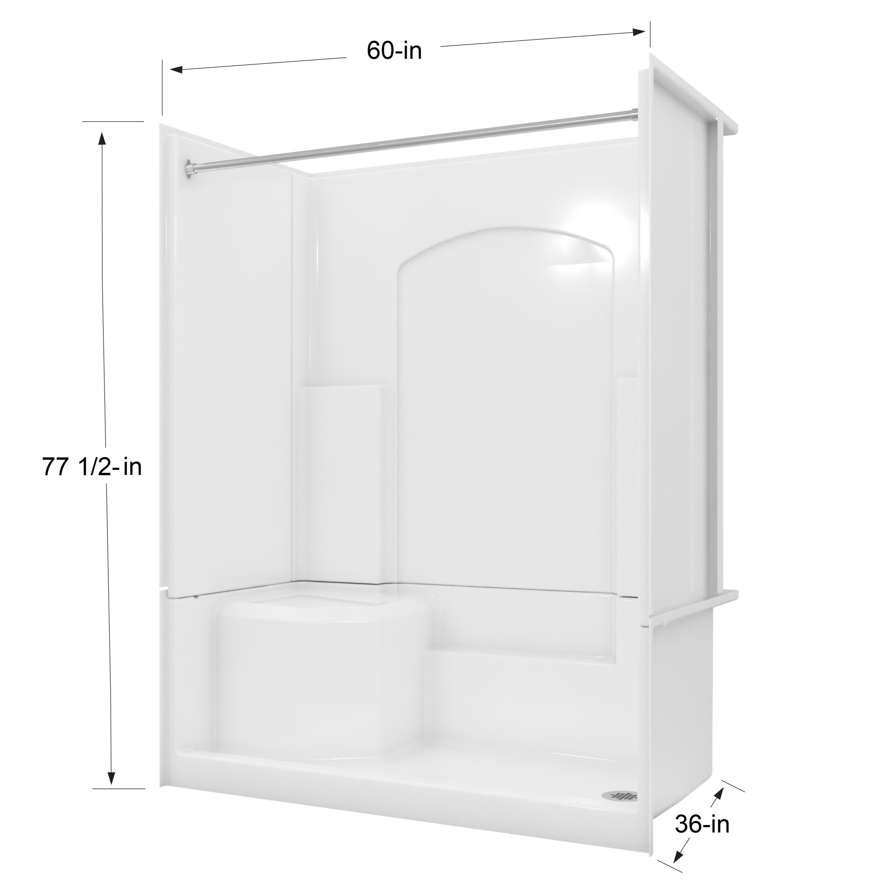 Laurel Mountain L3660SH1S4PLWC3 Alcove-Shower-Kit - View #10
