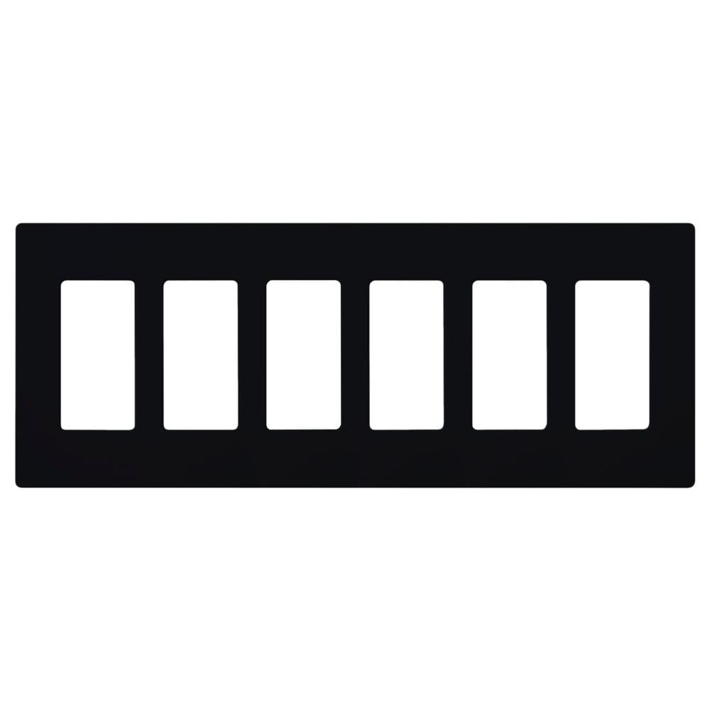 Lutron CW-6-BL Claro 6 -Gang Standard Size Black Plastic Indoor Screwless Decorator Wall Plate