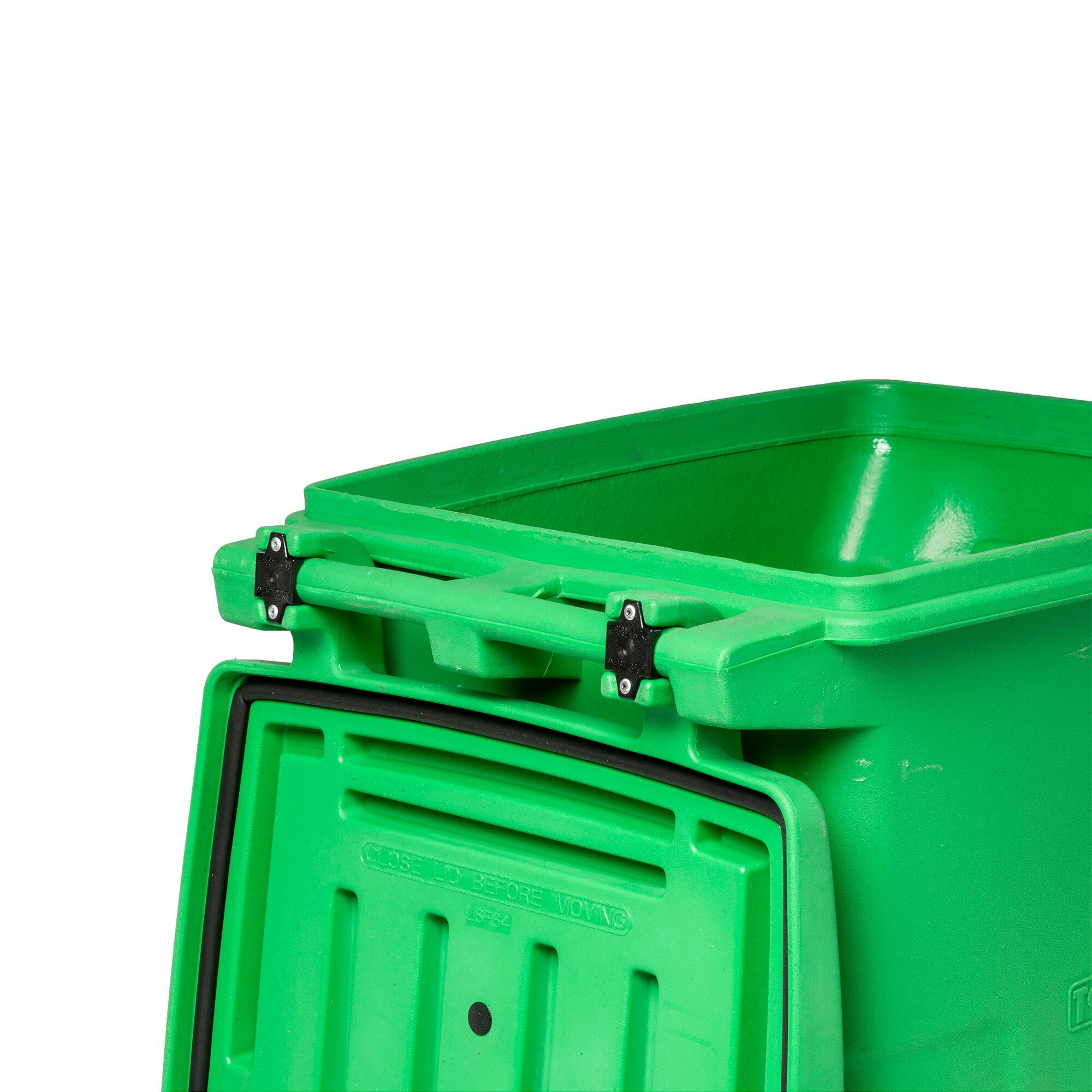 Toter 64 gal. Lime Green Organics Trash Can with Wheels and Black Lid (2 Caster Wheels 2 Stationary Wheels)