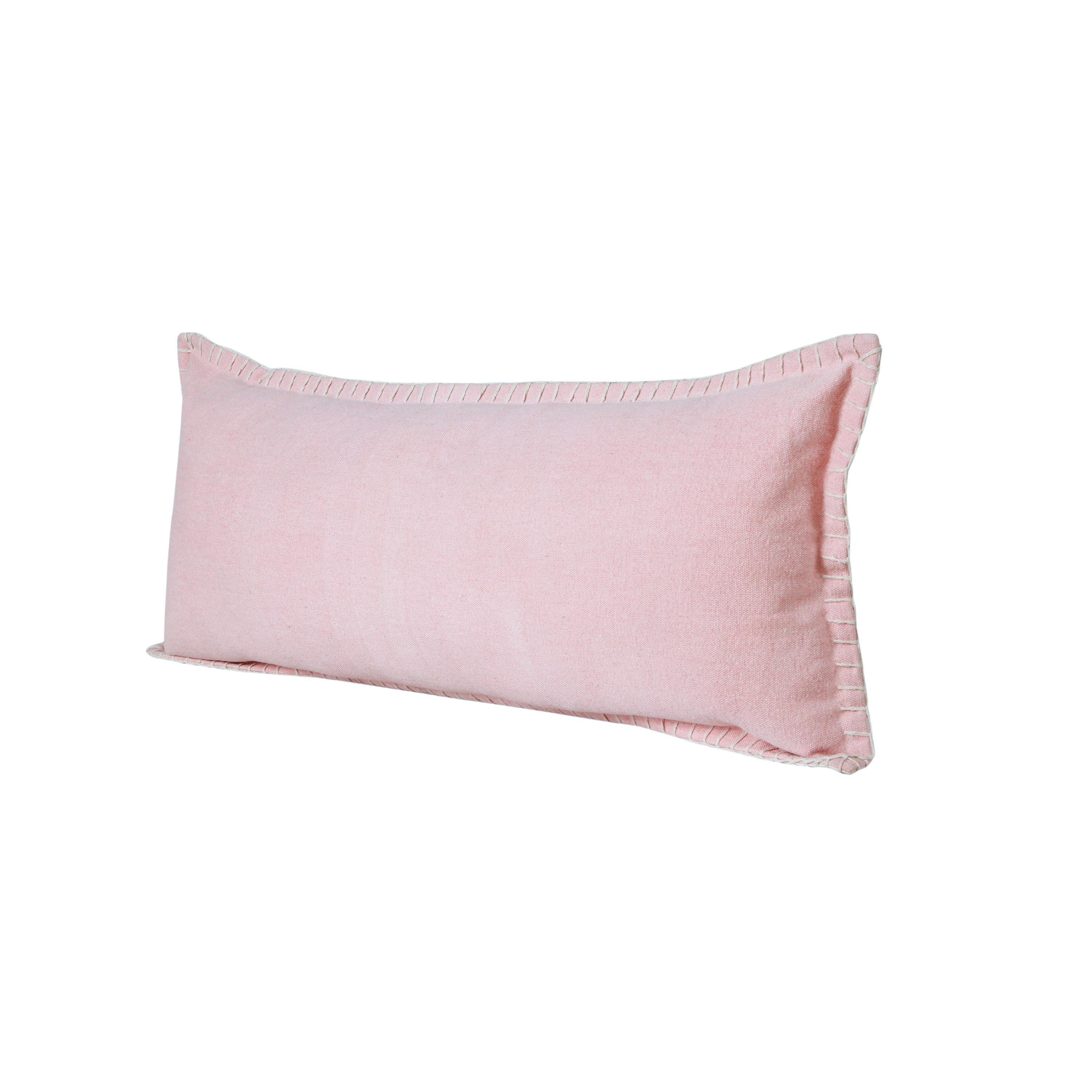 Vital Light Pink Cotton Rectangular Embroidered Throw Pillow
