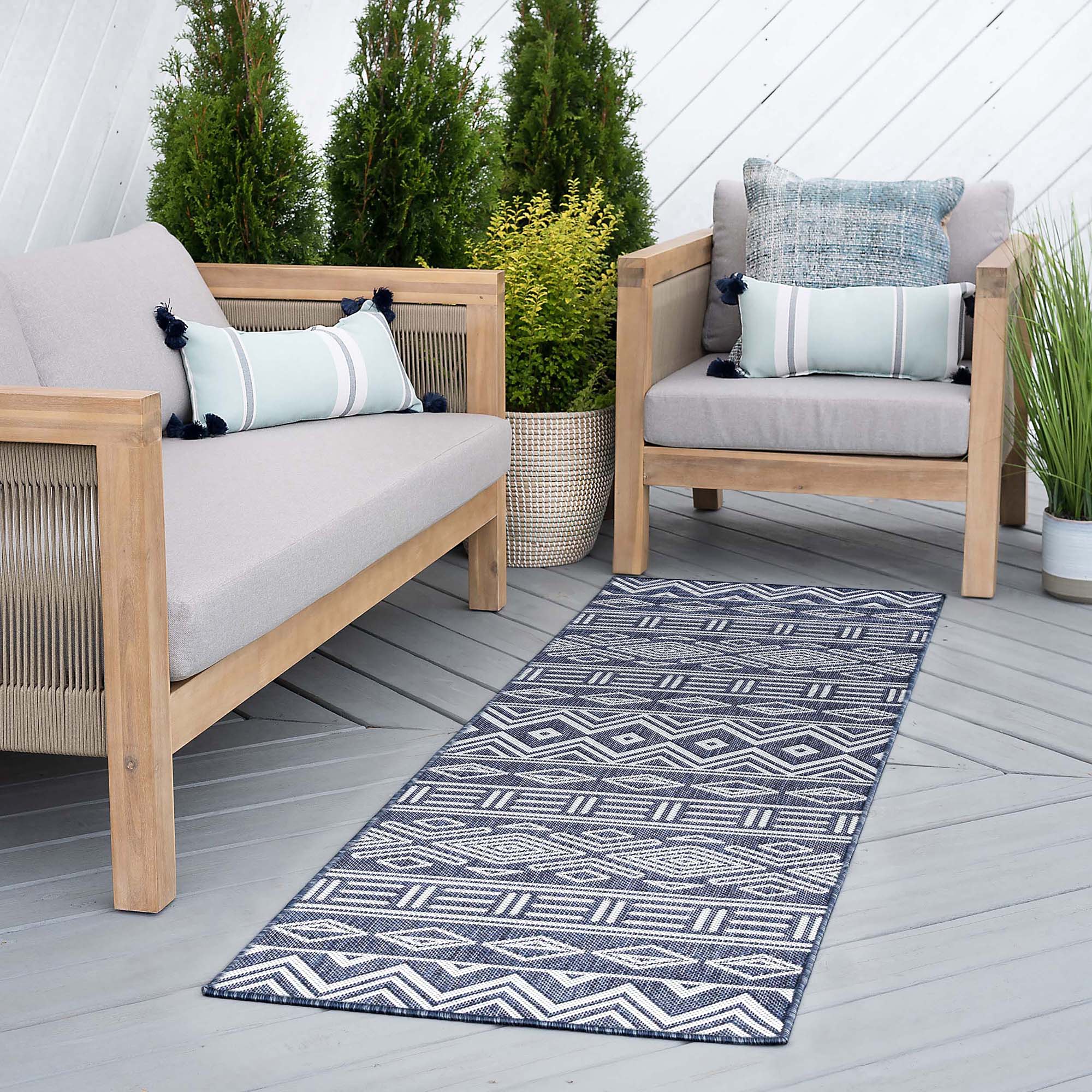 Tayse ECO2007 2X8 Eco 2 x 8 (ft) Flatweave Polypropylene Navy Rectangular Indoor/Outdoor Runner rug