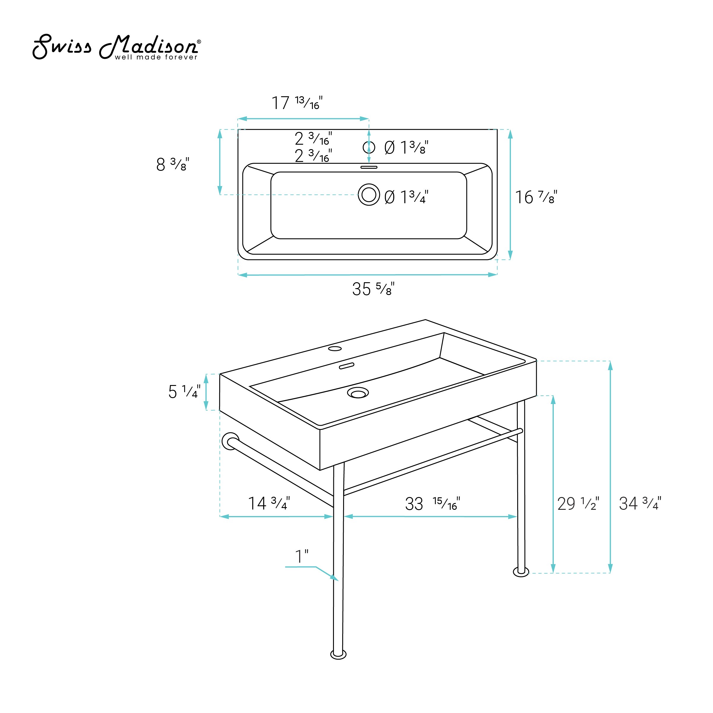 Swiss Madison SM-25-CSCHR12WH Console-Sinks - View #7