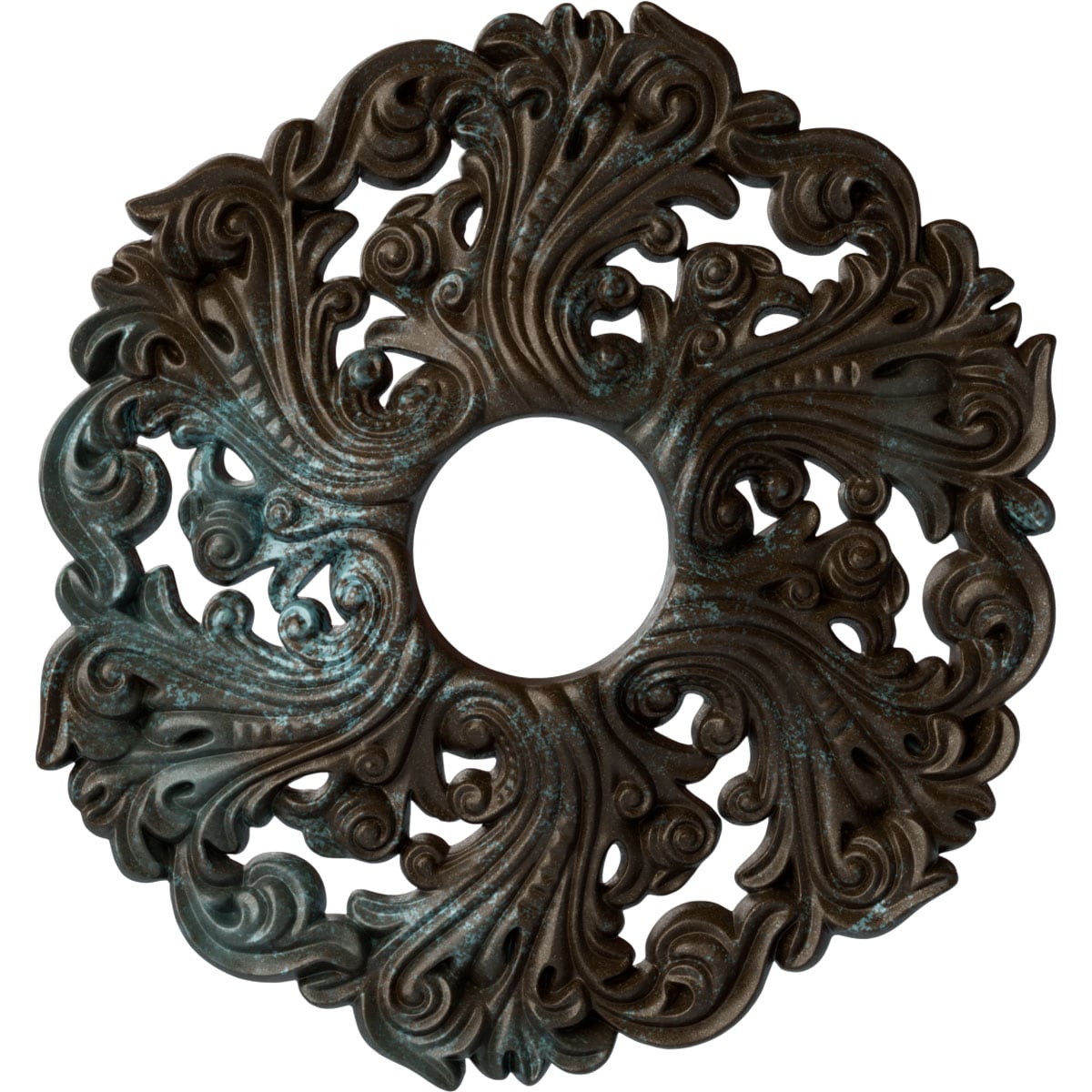 Ekena Millwork CM19ORBBS Orrington 19.625-in W x 19.625-in L Painted Bronze Blue Patina Polyurethane Whole Ceiling Medallion