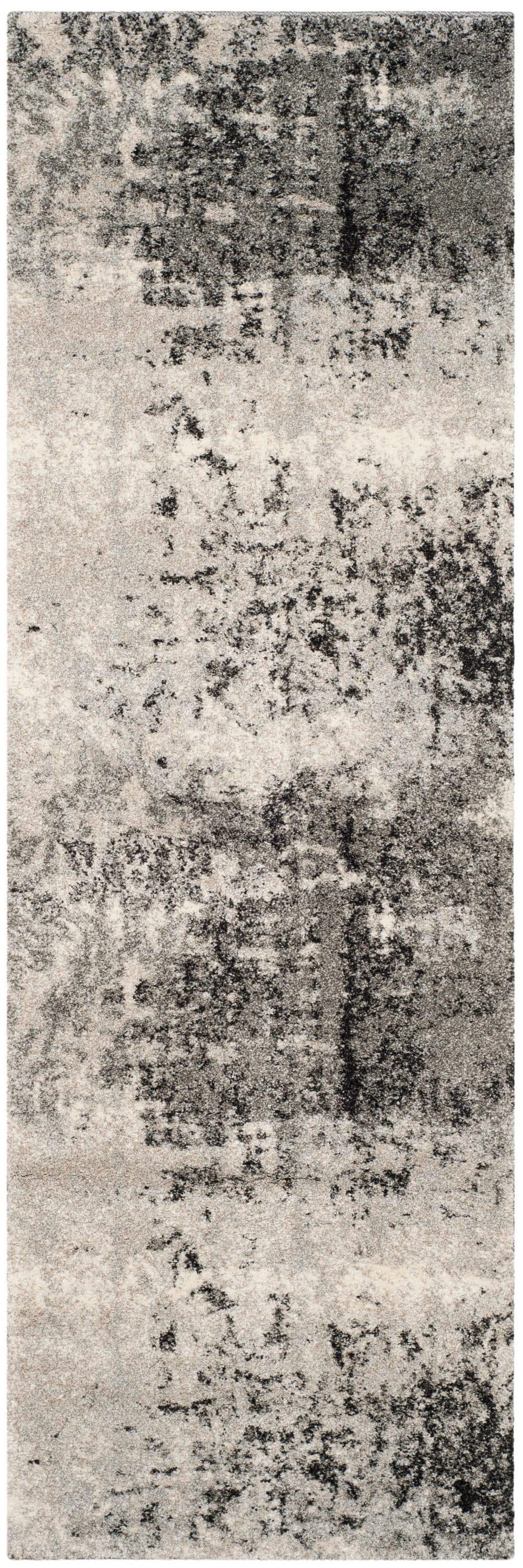Gray Abstract Handmade Shag Area Rug 27" x 8"