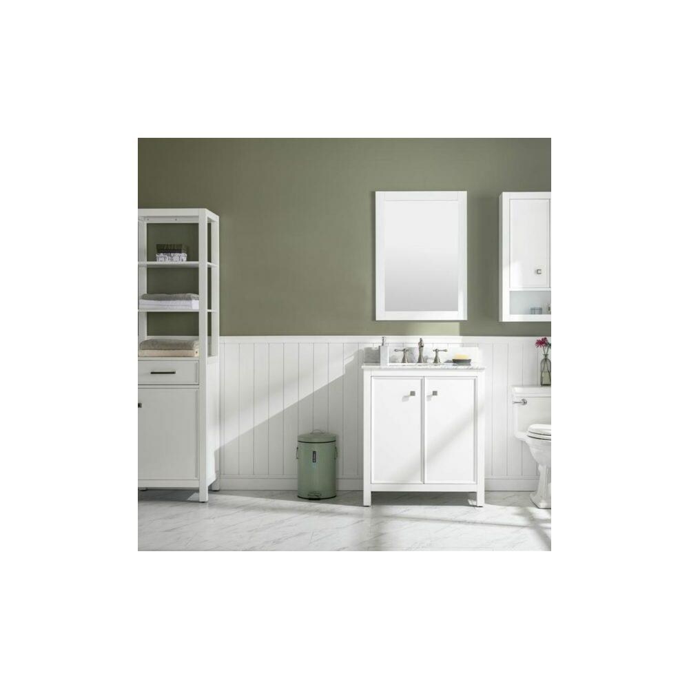 Legion Furniture LGF3486 30 in. White Finish Sink Vanity Cabinet with Carrara White Top