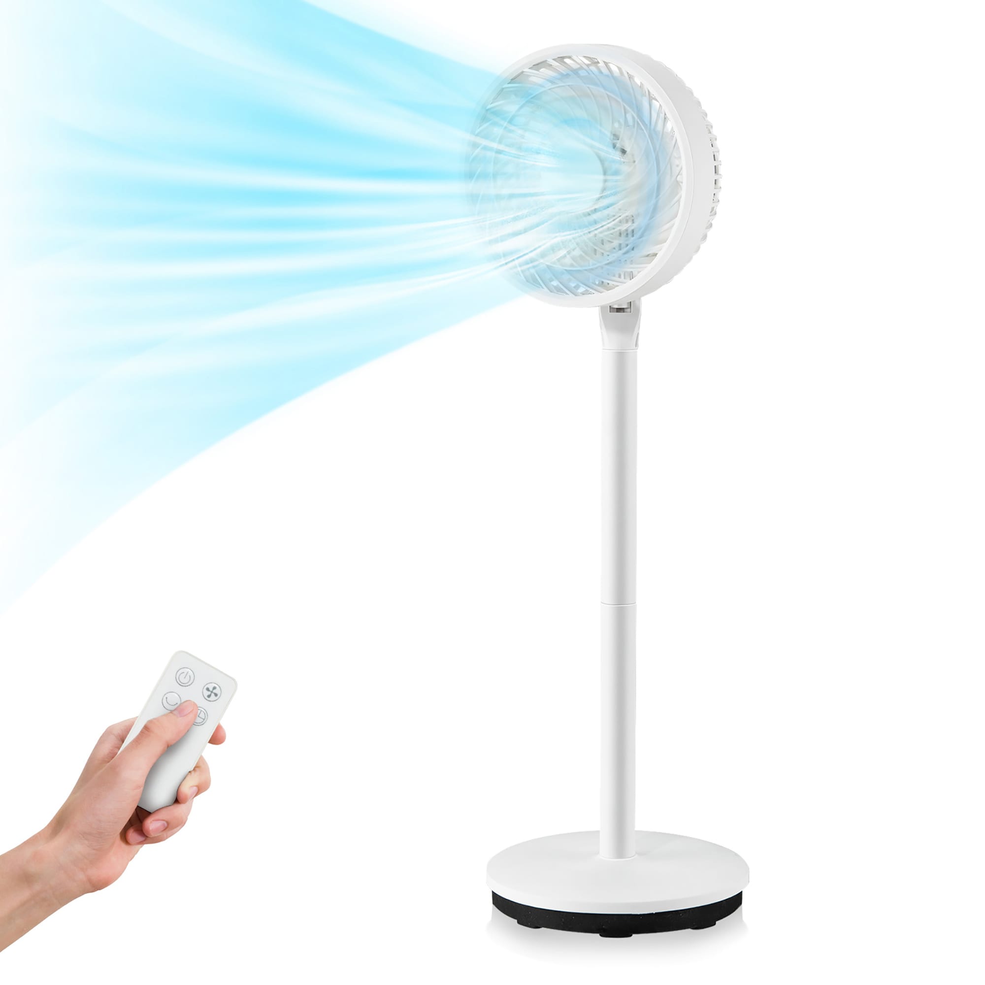 Costway LWS00190 9-Inches 120 -Volt 3 -Speed High Velocity Indoor White Oscillating Pedestal Fan with Remote