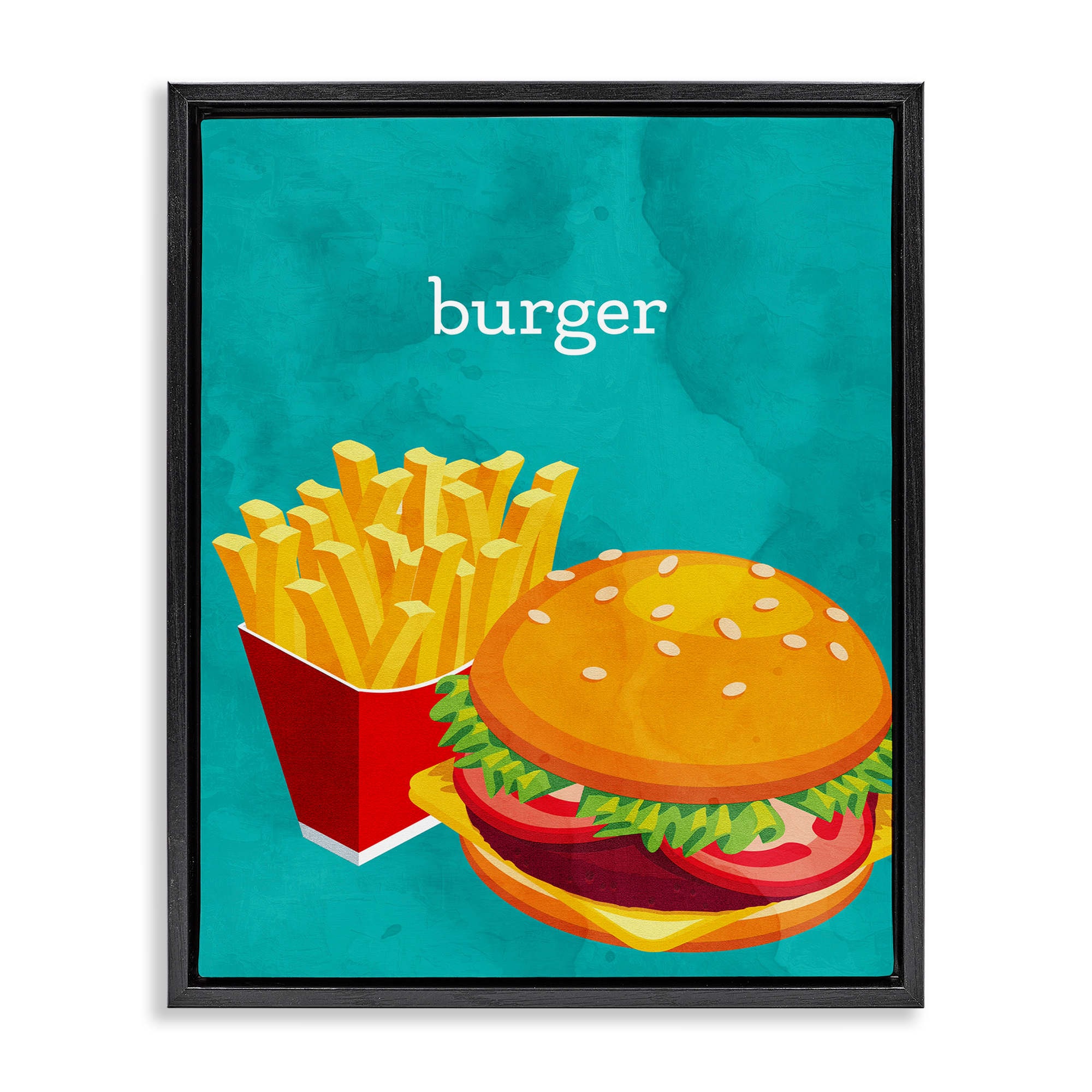 Stupell Industries BS-466-FFB-16X20 Satisfying Burger and Fries Floating Frame design by Kim Allen