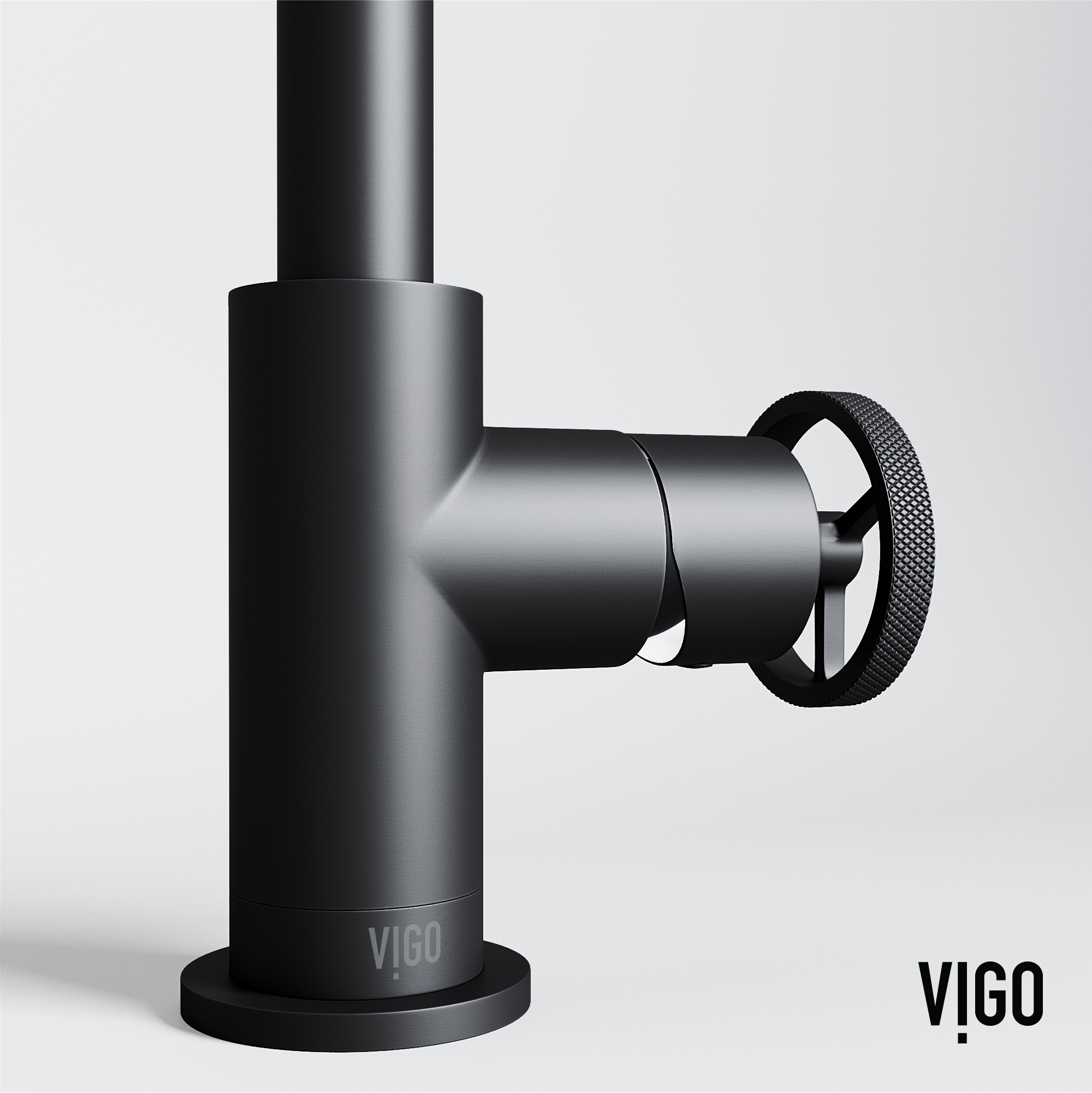 Cass 9'' High Aerodynamic Wheel Handle Matte Black Bathroom Faucet