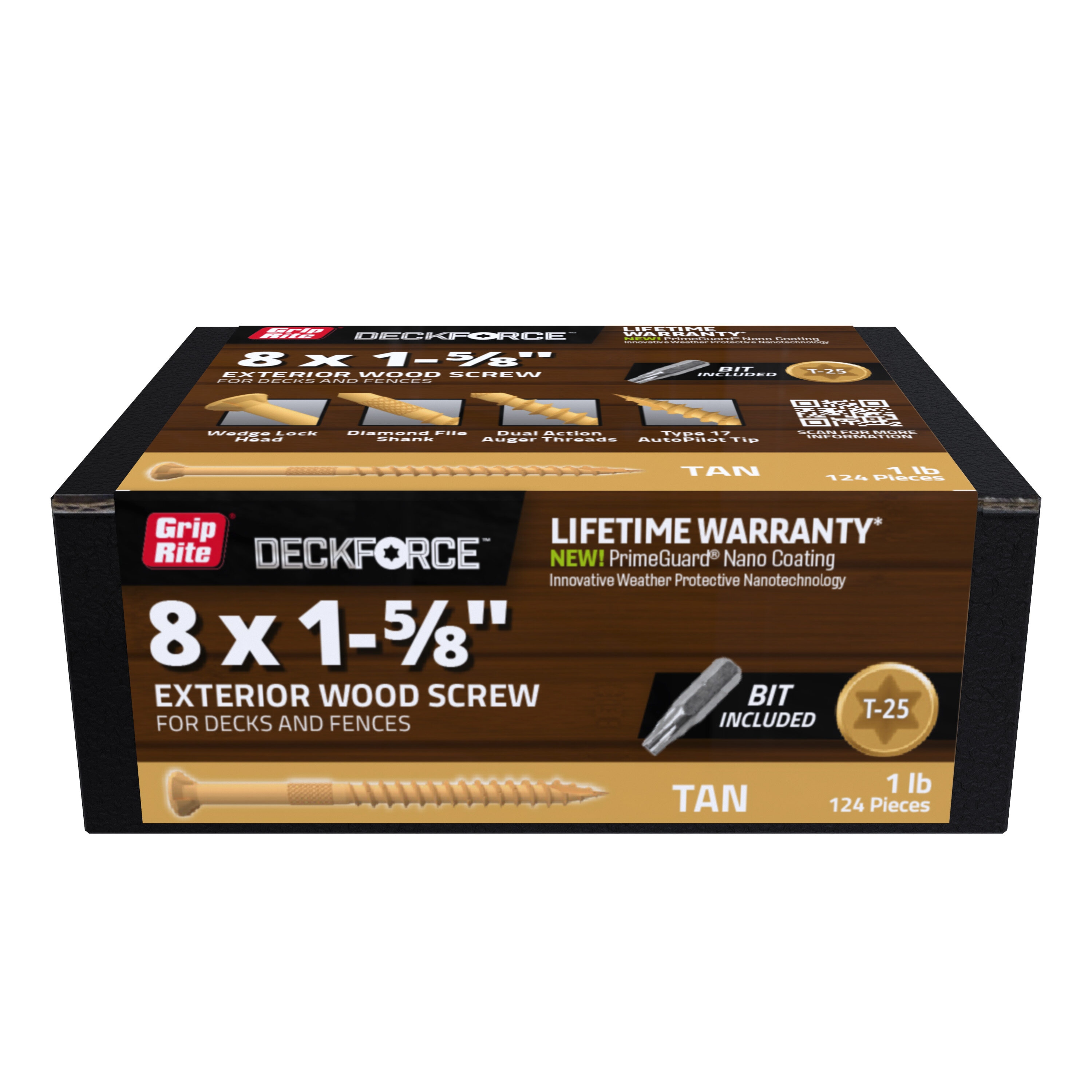 DeckForce by Grip Rite GRDF158STT1 #8 x 1-5/8-in Wood to wood Deck Screws ( 124 -Per Box )