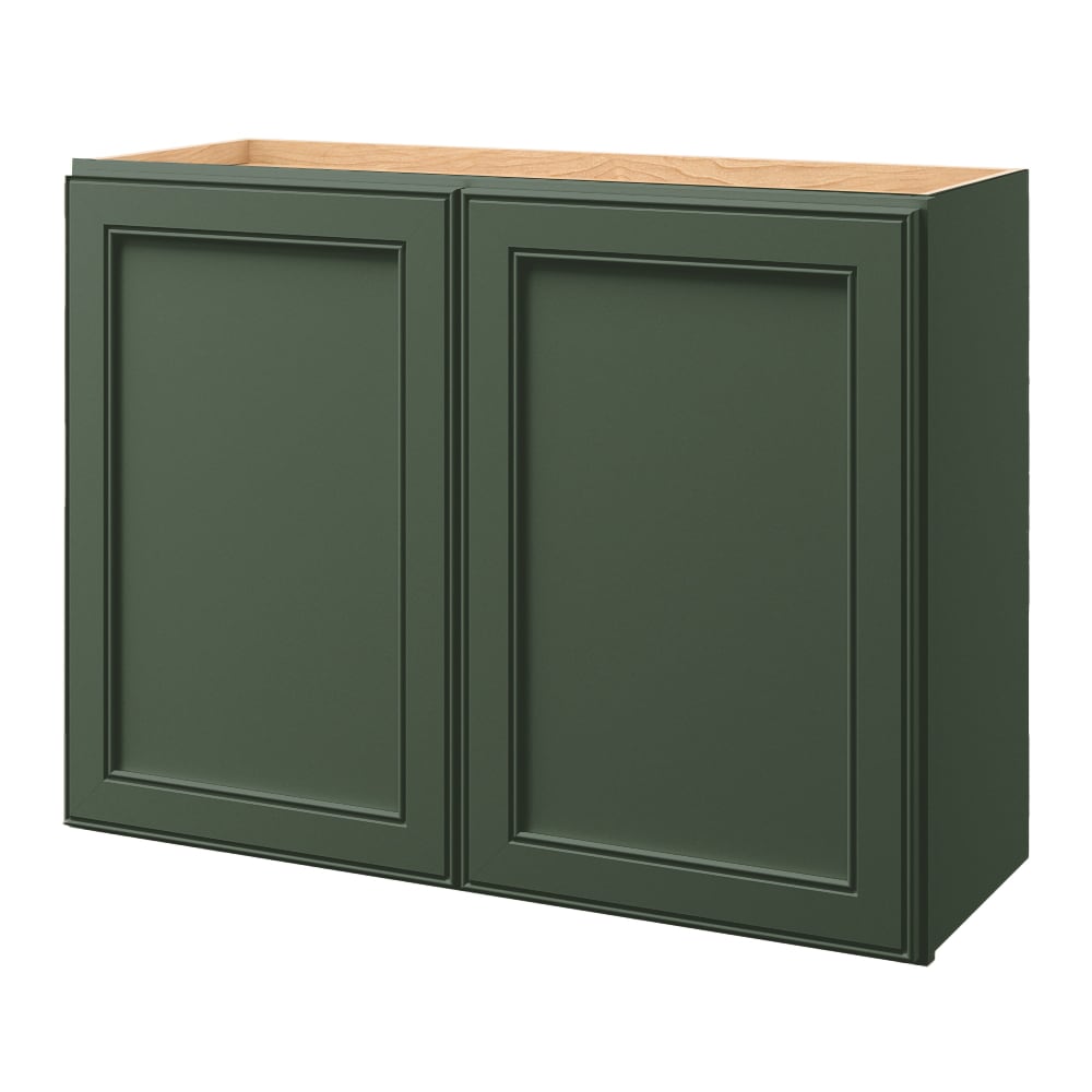 Heathrow 33-in W x 24.5-in H x 12-in D Sage Wall Fully Assembled Cabinet (Recessed Panel Square Door Style) in Green | - allen + roth 325HR