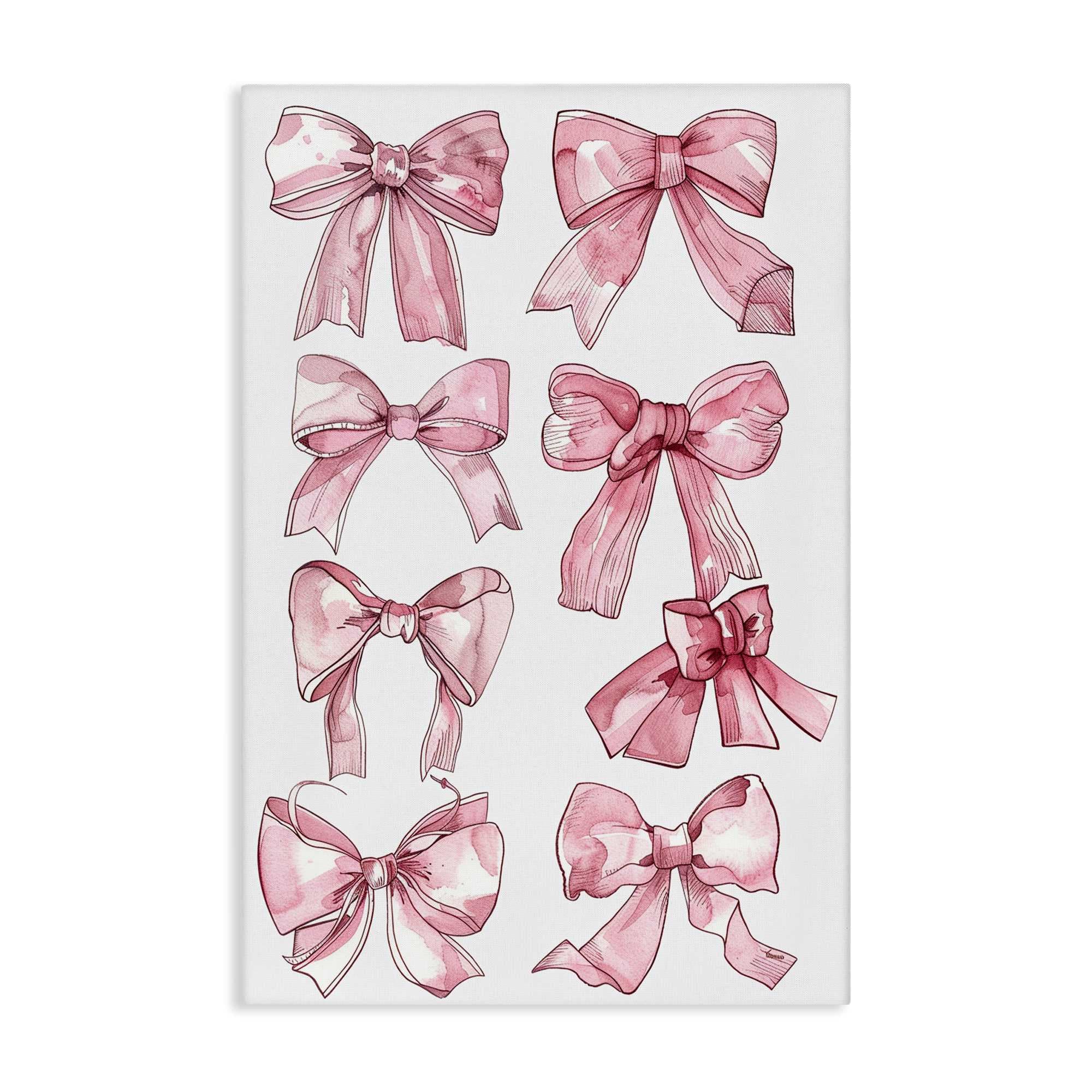 Stupell Industries BT-674-CN-30X45 Various Ribbons in Pink Canvas design by LSR Design Studio