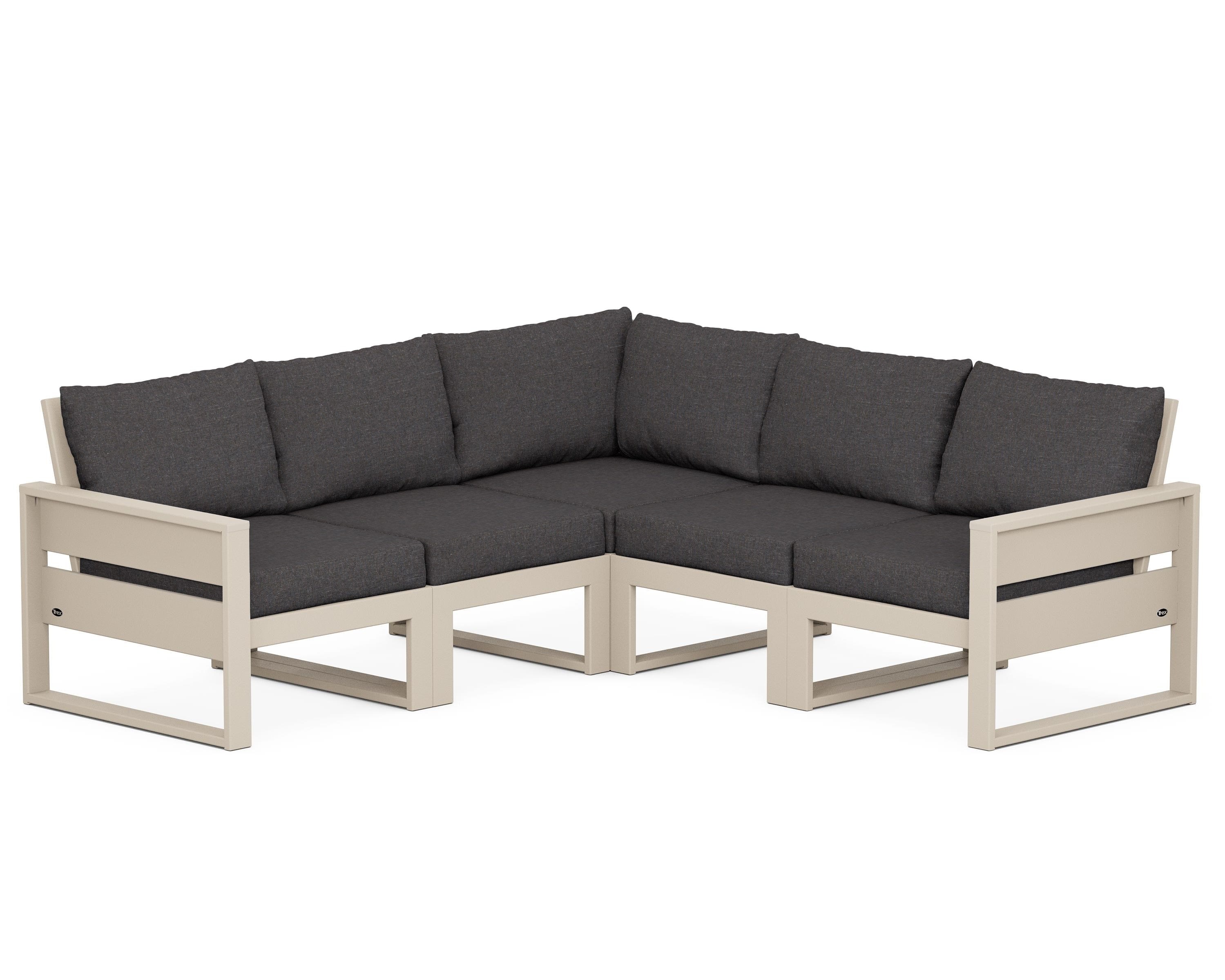 Trex Outdoor Furniture TXS784-2-SC145986 Eastport Outdoor Sectional with Gray Cushions and Plastic Frame