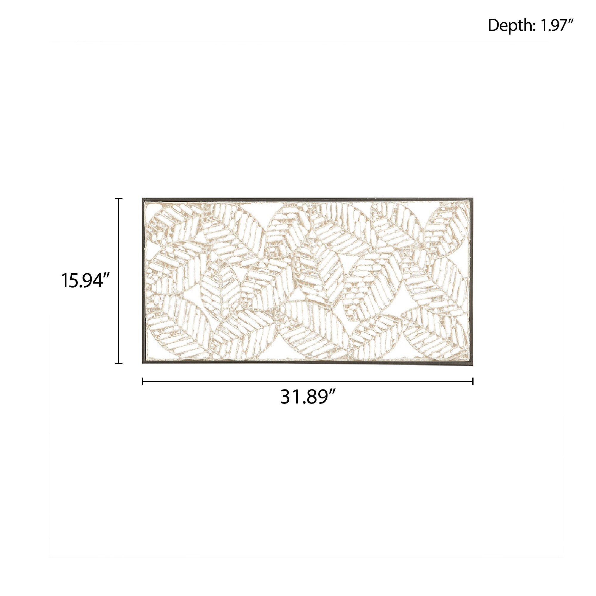 32" x 16" Cream Paper Cloaked Leaves Metal Framed Wall Sculpture