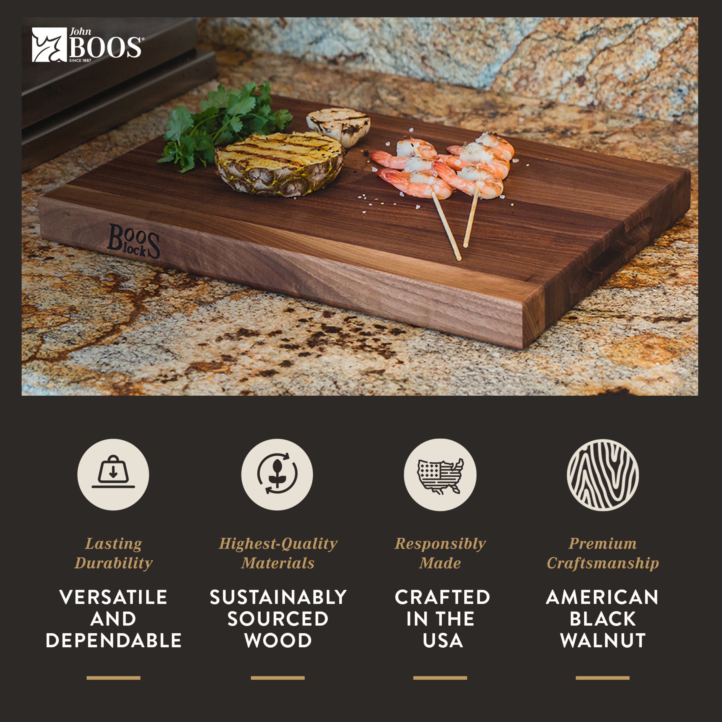 Walnut Wood Reversible Rectangular Cutting Board 20 x 15