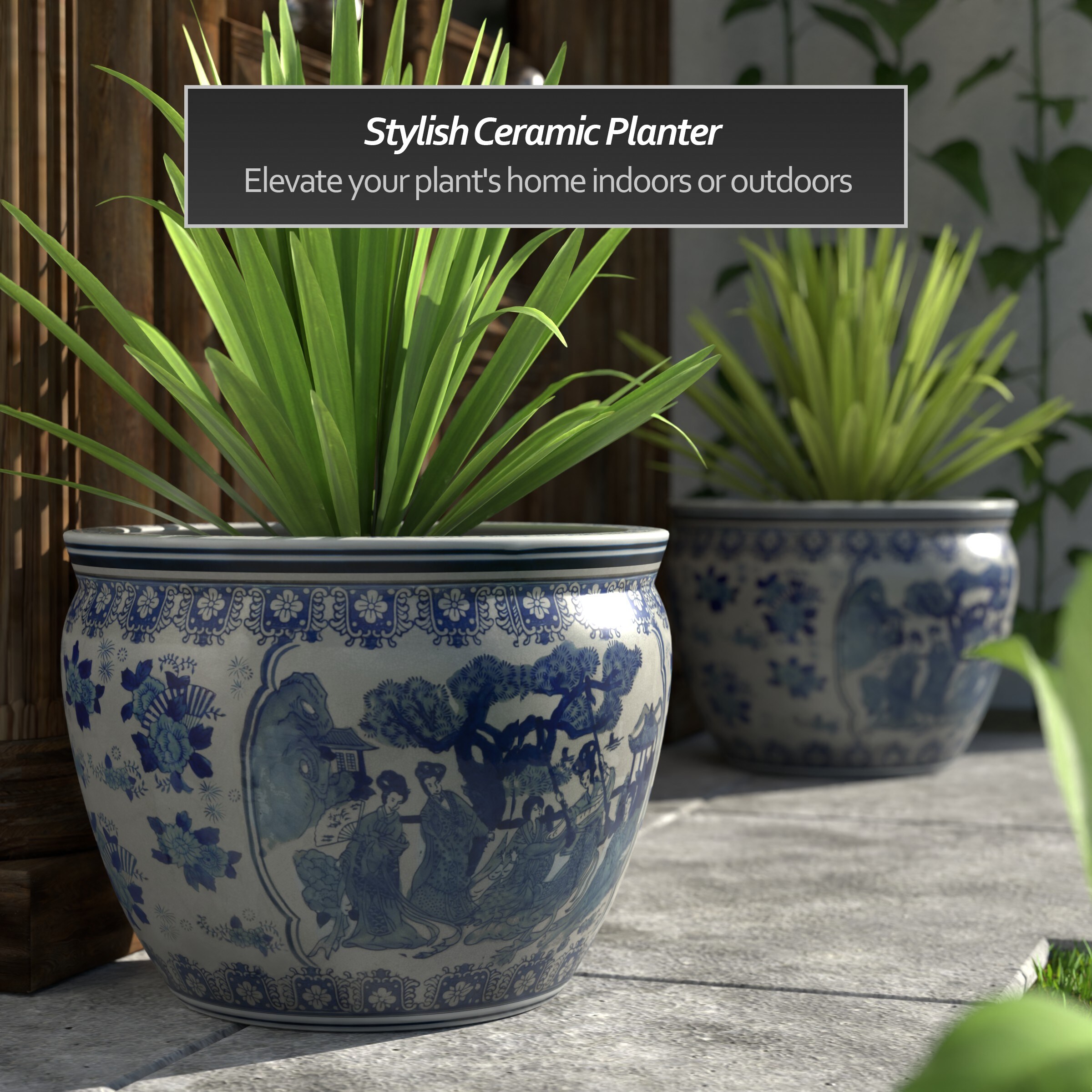 Oriental Furniture BW-20FISH-BWLD Planter-Window-Box - View #4