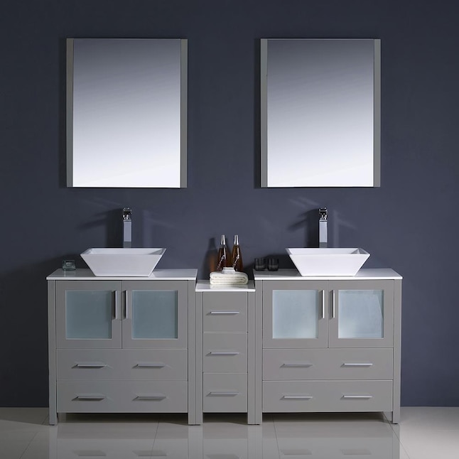Double Sink Bathroom Vanity, Double Vanity Vessel Sink 72
