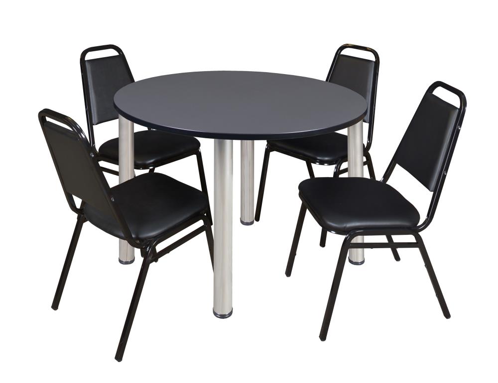 Regency TB48RNDGYBPCM29BK Breakroom Gray 4-Person Training Table (48-in W x 29-in H)