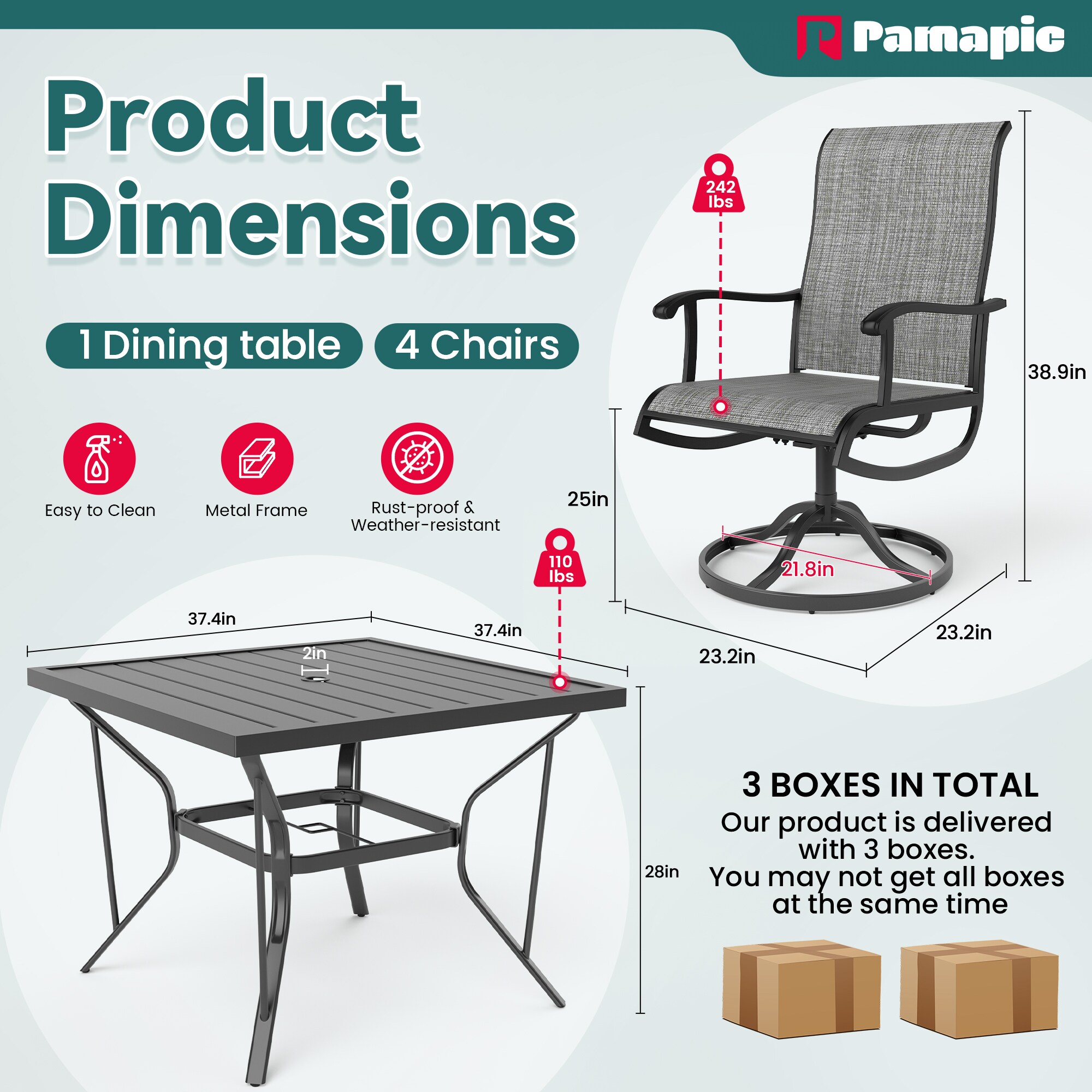 PamaPic TS-CZ-ZY-5JT-G-WL1 Patio-Dining-Sets - View #7