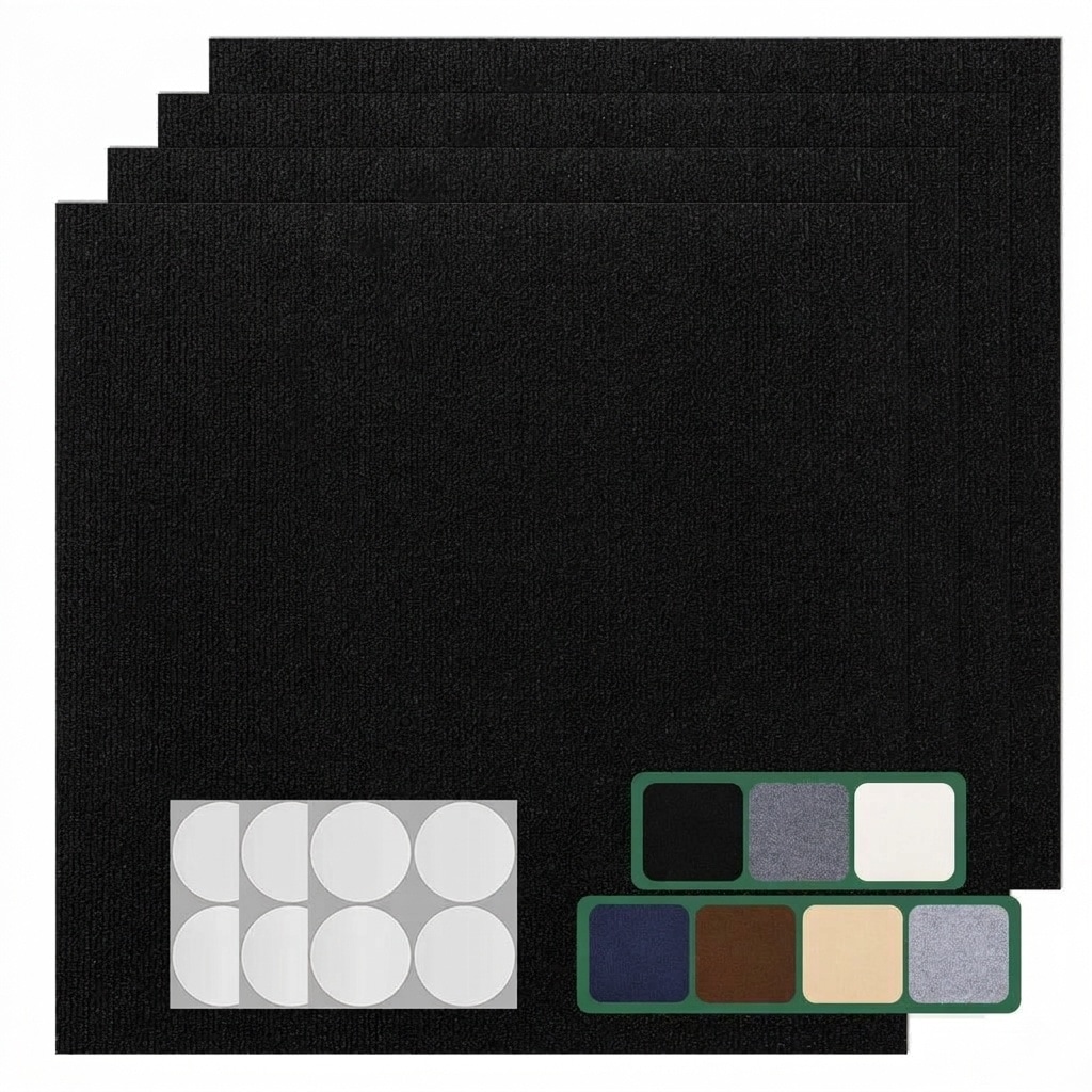 Etokfoks  Black 12 in x 12 in Carpet Peel and Stick Backsplash Self Adhesive Non Slip Tile 30 Pack