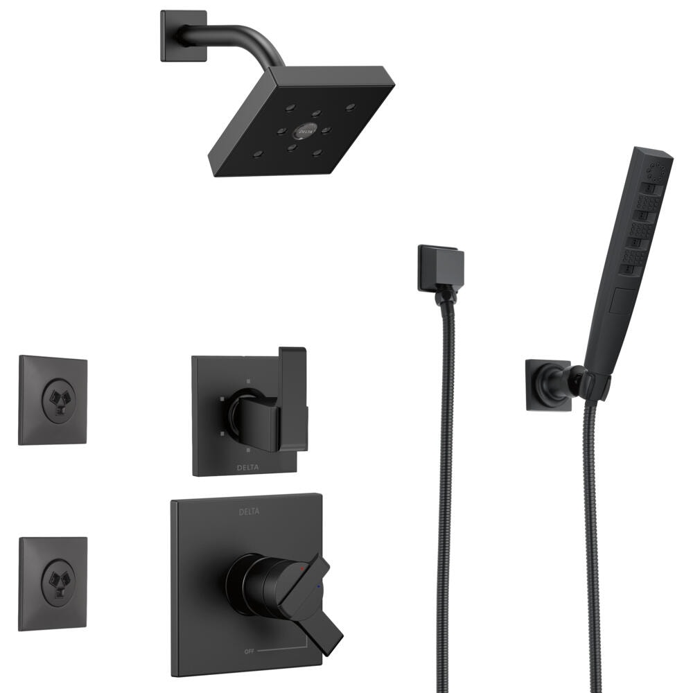 Shop Delta Ara 6 Setting Matte Black Shower System With Shower Head Handheld Shower Body 1788