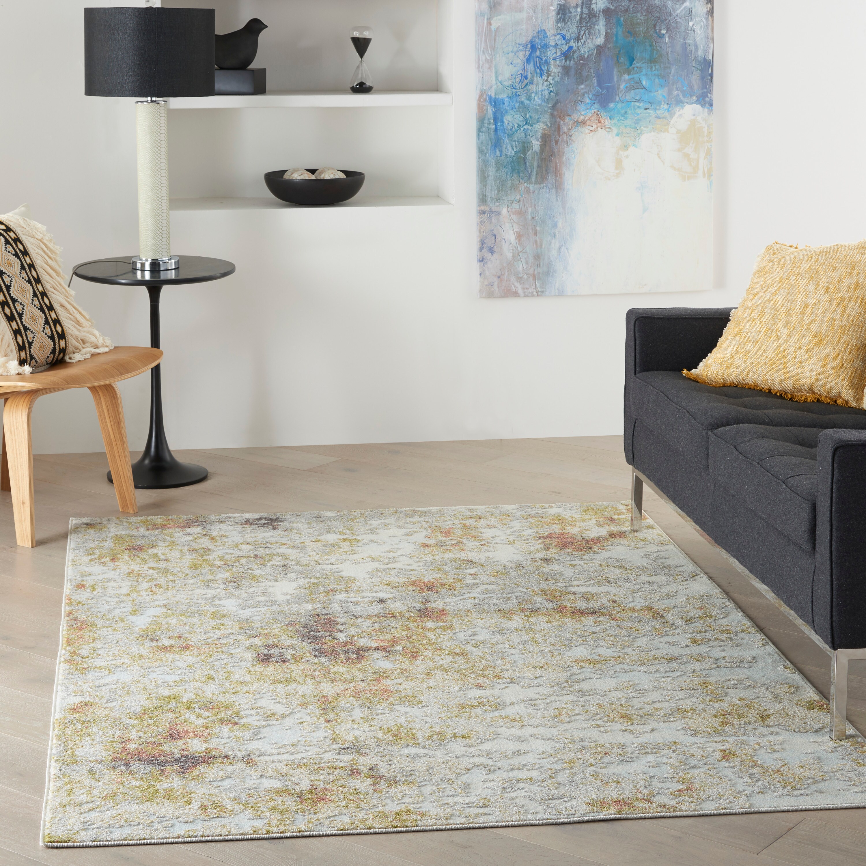 Abstract Tawny Golden 5'3" x 7'3" Synthetic Easy-Care Rug