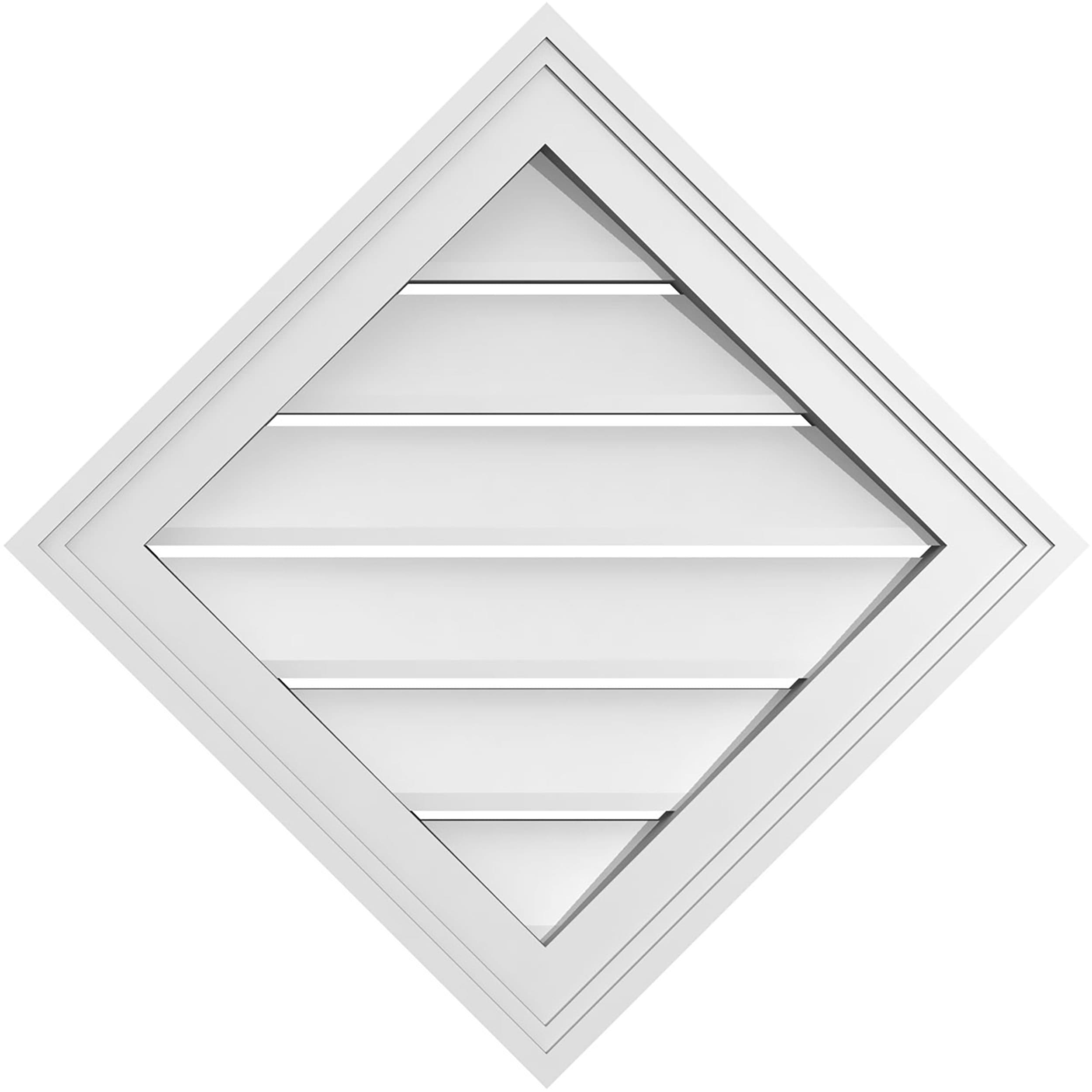 Ekena Millwork GVPDI20X2002SN 20-Inches x 20-Inches Off-white Diamond PVC Gable Louver Vent