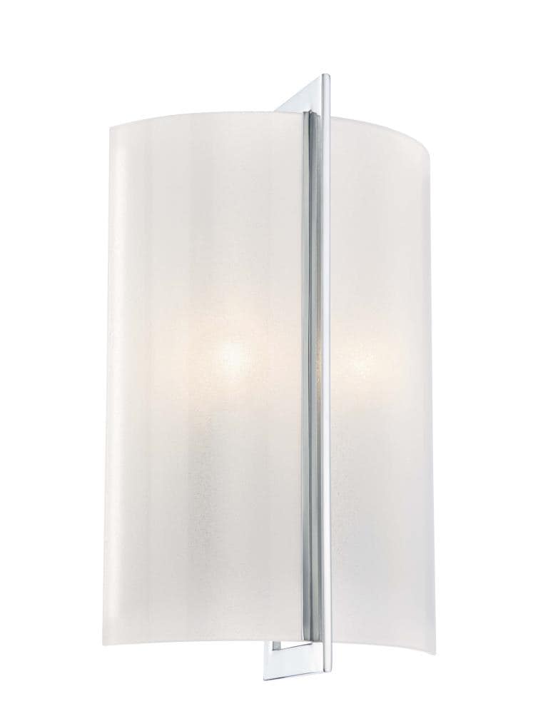 Clarte Chrome Finish 2-Light Cylinder Wall Sconce with White Iris Glass