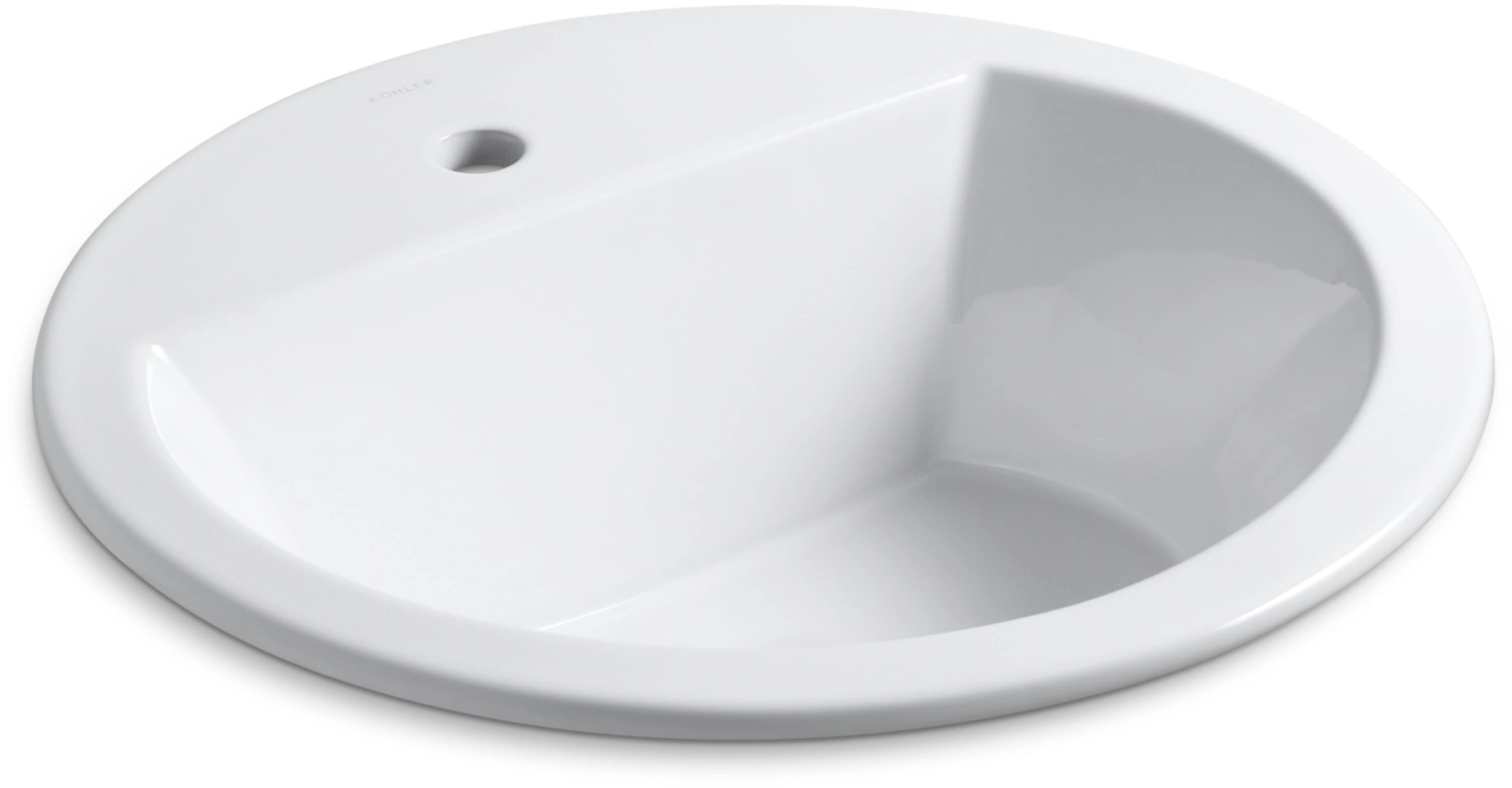 KOHLER 2714-1-0 Bryant Vitreous china Drop-in Round Traditional White Bathroom Sink ( 18.875-in x 18.875-in )