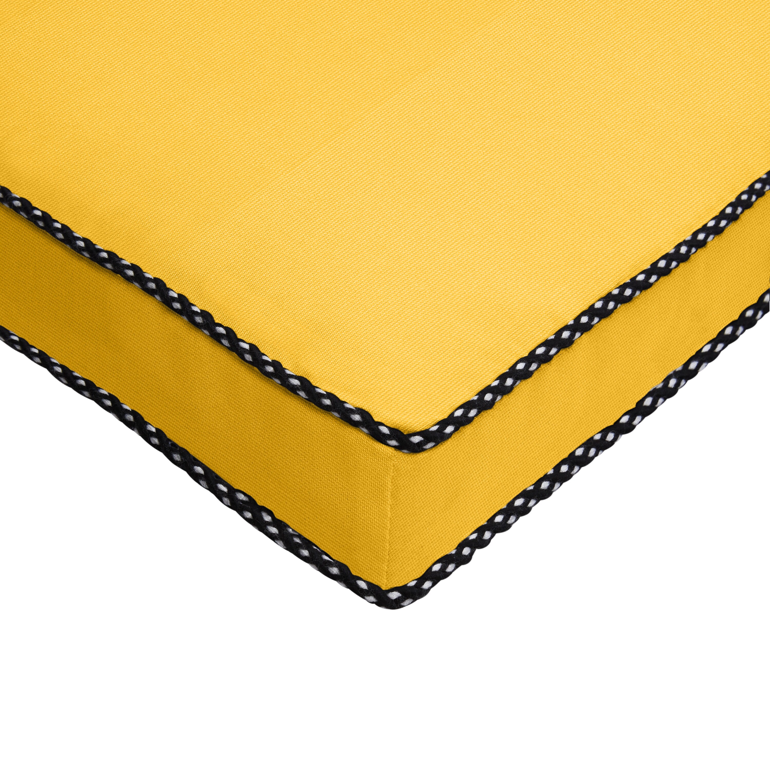 2 U-Shape Tufted Wicker Seat Cushion Set, Sunbrella Solid Colors, Large Sunbrella Canvas Sunflower Yellow