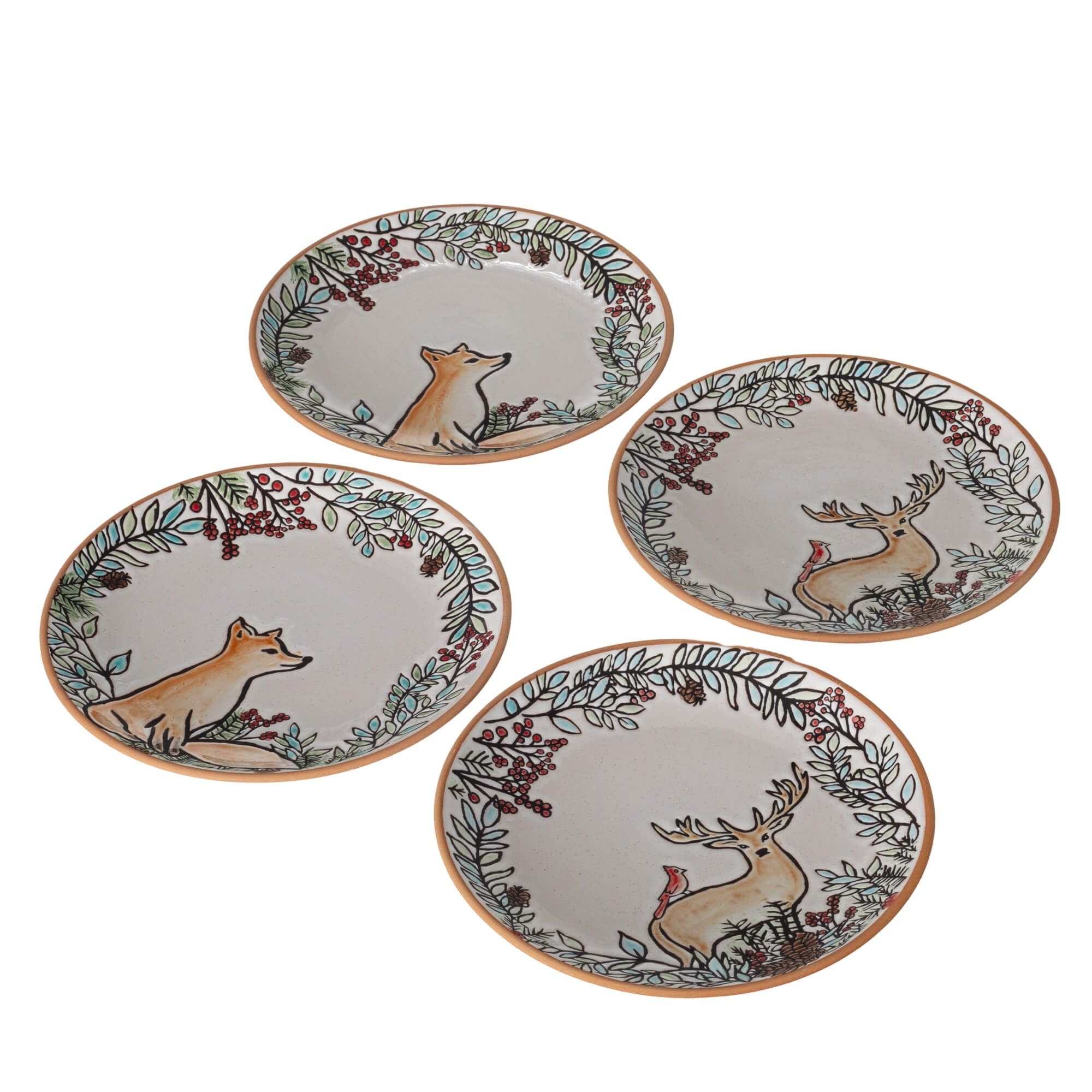 Sullivans PN4051 4 -Piece Cream, Green, Blue Ceramic Dinnerware