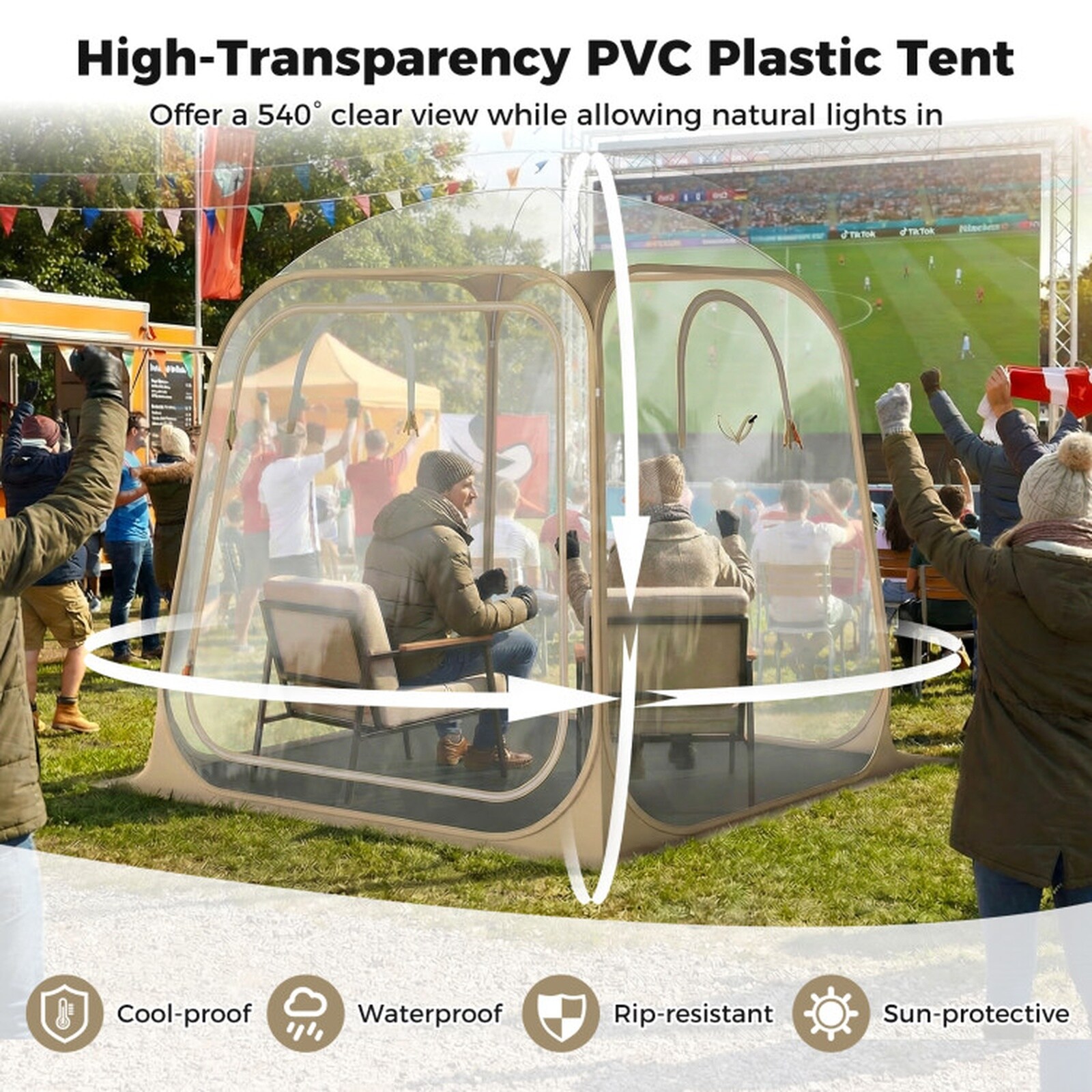 SUGIFT 7-ft x 7-ft Pop-Up Sports Tent Clear Bubble Tent All