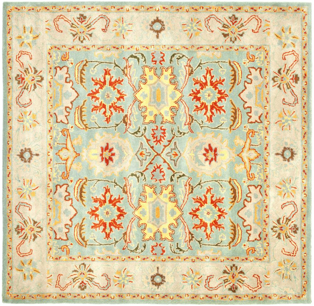 Safavieh HG734A-8SQ Heritage Peshwar 8 x 8 (ft) Tufted Wool Light Blue/Ivory Square Indoor Floral/Botanical Oriental Area rug