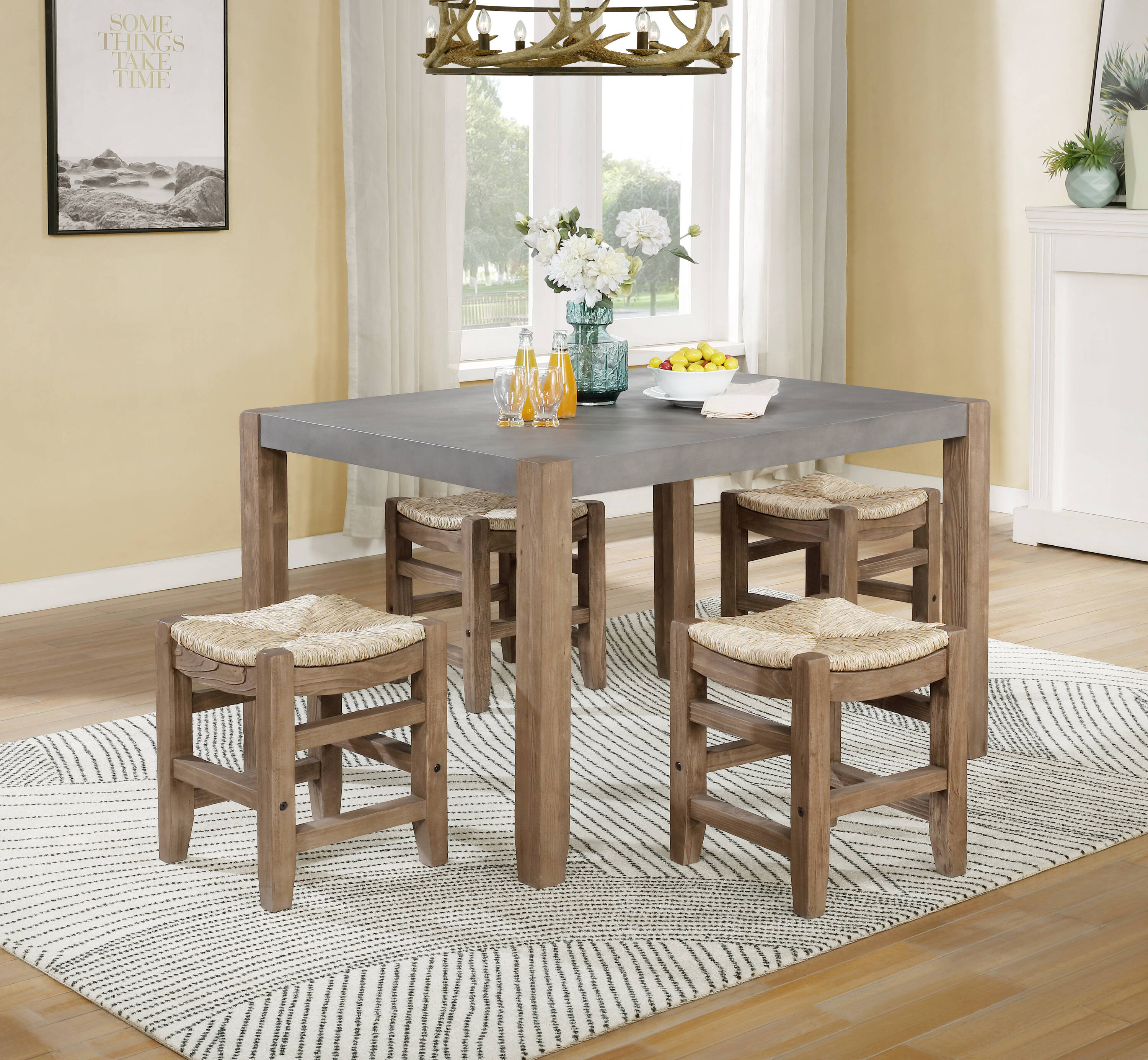 Alaterre Furniture ANNP172071 Newport Gray Casual Dining Room Set with Rectangular Table ( Seats 4 )