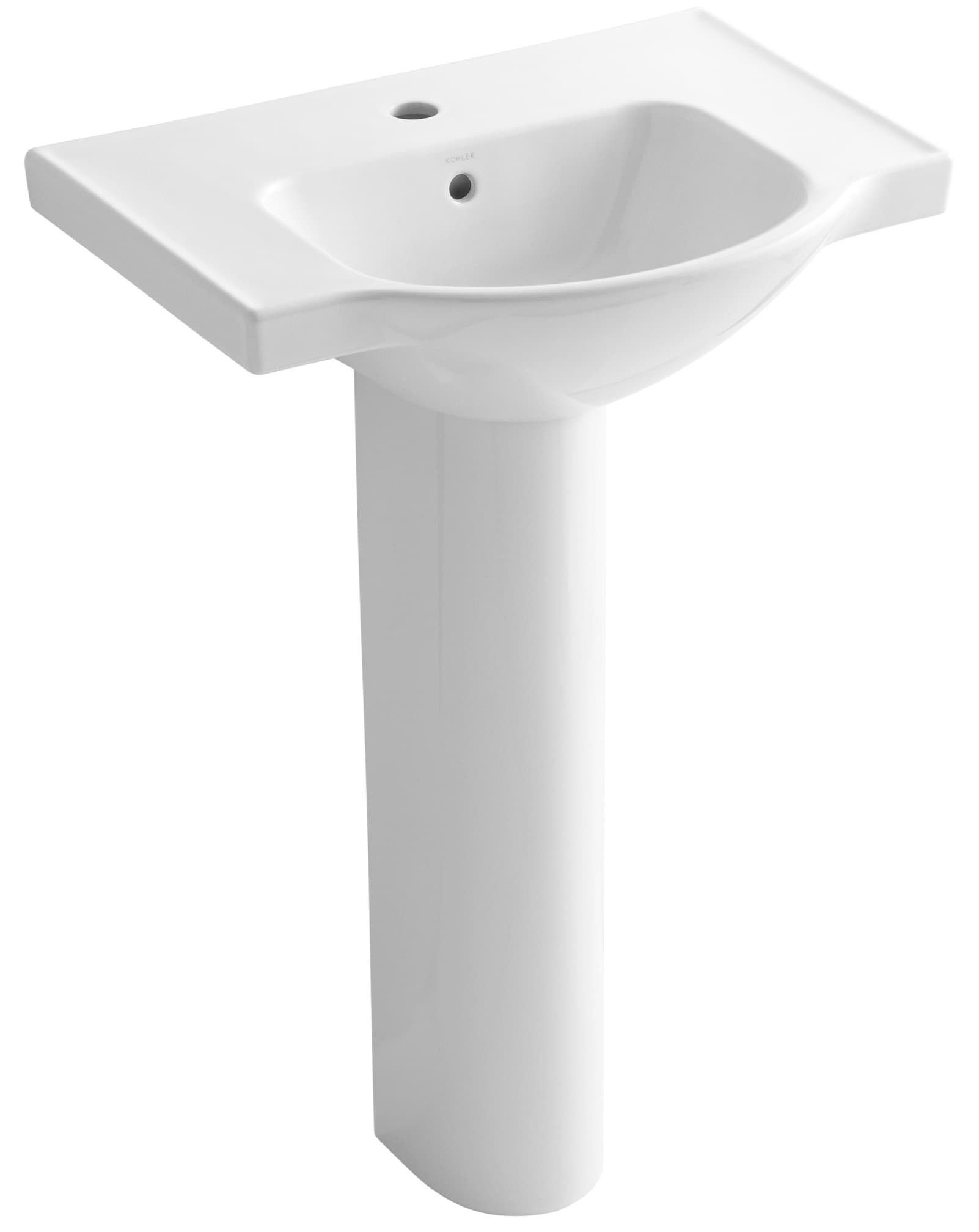 KOHLER 5266-1-0 Veer Fireclay Traditional White Pedestal Sink Combo ( 24-in x 24.0-in x 35.5-in )
