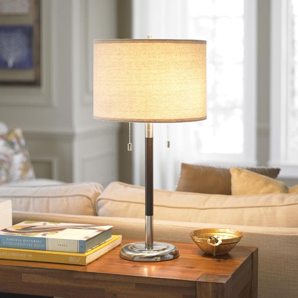allen + roth Grancove 26-in Nickel and Espresso Table Lamp with
